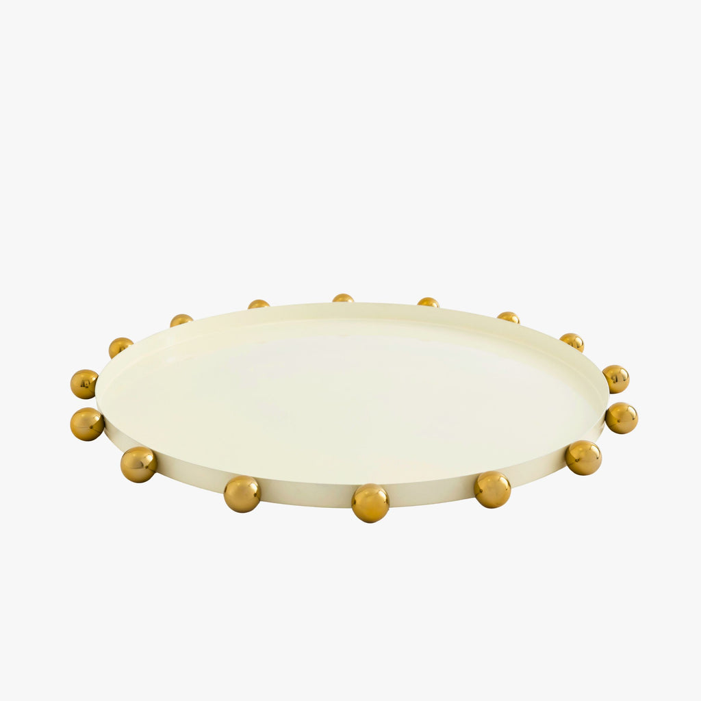Temari White & Gold Round Serving Tray Godinger All Kitchen, Gold, Kitchen, Serving Trays, Temari, Temari Serving Tray, Tray, Trays, White, White & Gold Godinger