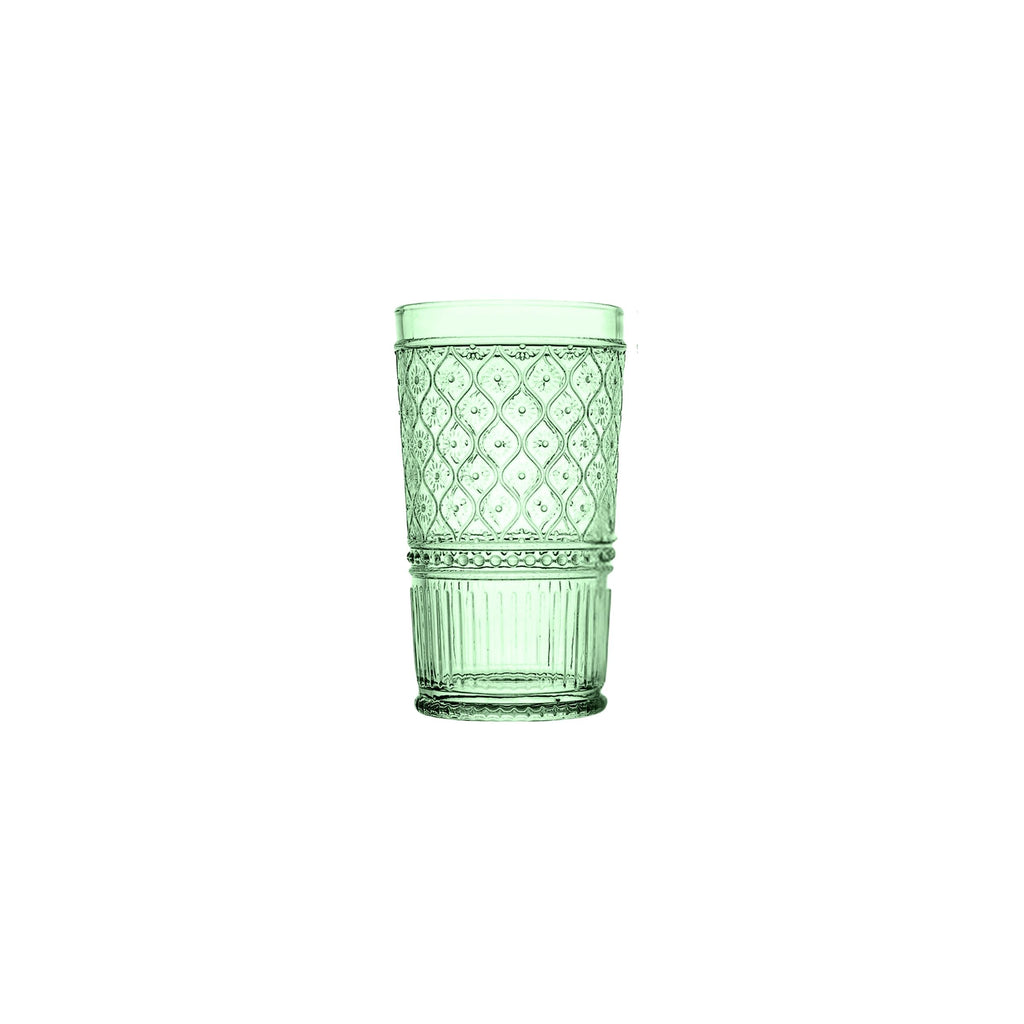 Claro Green Highball, Set of 4 Godinger All Barware, All Glassware, All Glassware & Barware, Claro, Claro Highball, Claro Hightball Set, DOF & Highball, Embossed, Green, Green Claro, Highball, Highball Set