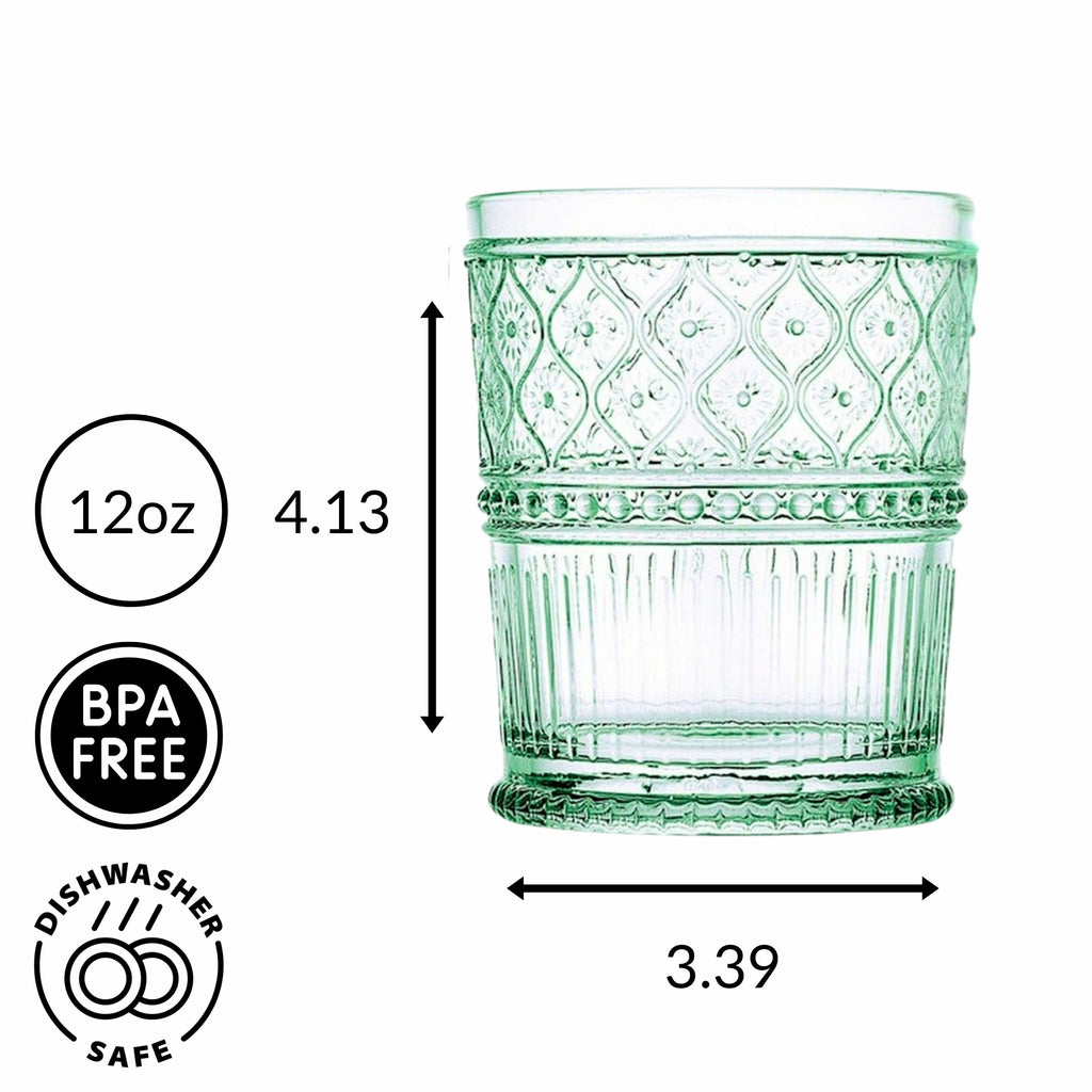 Claro Green Double Old Fashion, Set of 4 Godinger All Barware, All Glassware, All Glassware & Barware, Claro, Claro Double Old Fashion, Clear Claro, DOF, DOF & Highball, Double Old Fashion, Glassware, Green