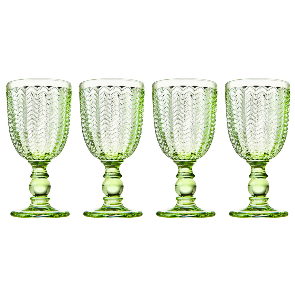 Twill Green Goblet, Set of 4 Godinger All Glassware, All Glassware & Barware, Chevron, Glassware, Glassware & Barware, Goblet, Green, Textured, Twill, Twill Green, Twill Green Goblet, Wine & Champagne