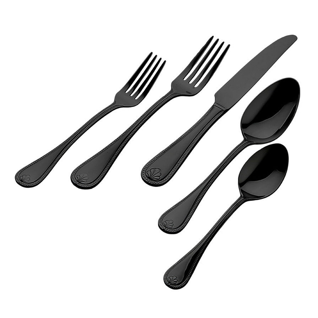 Bead Mirrored Black 18/0 Stainless Steel 20 Piece Flatware Set, Service For 4 godinger