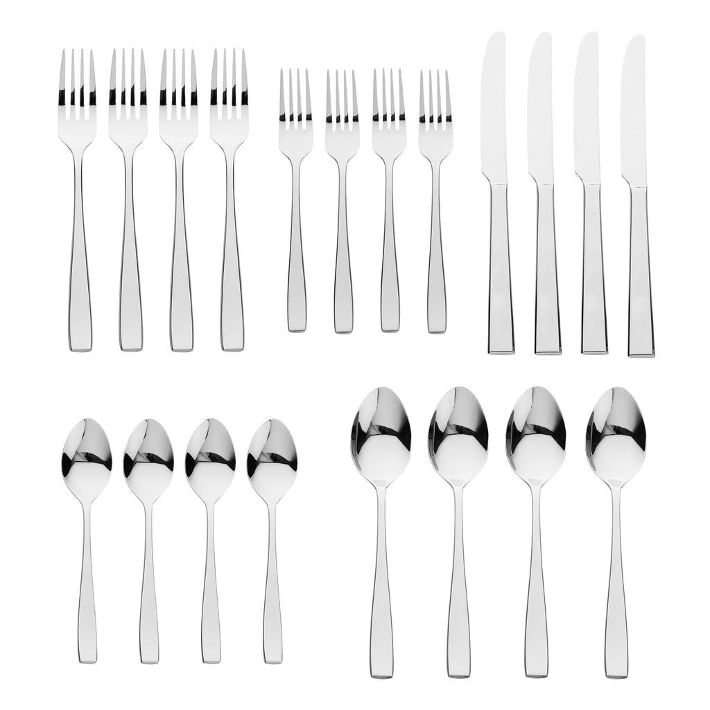 Chisel Mirrored 18/0 Stainless Steel 20 Piece Flatware Set, Service For 4 Godinger 18/10 Stainless Steel, 18/10 Stainless Steel Flatware, 20 Piece Set, All Flatware & Serveware, Chisel, Flateware Sets, Flatware Sets, Service For 4, Tableware