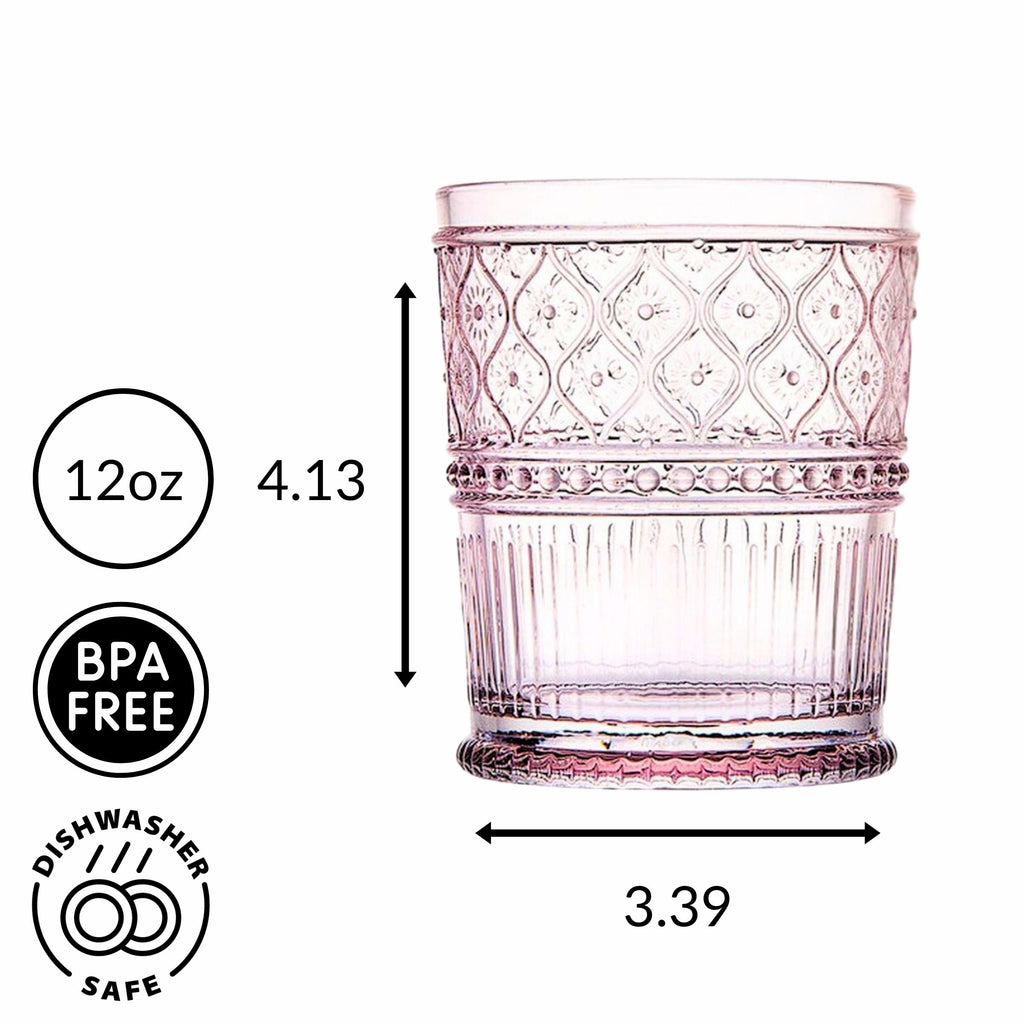 Claro Pink Double Old Fashion, Set of 4 Godinger All Barware, All Glassware, All Glassware & Barware, Claro, Claro Double Old Fashion, Clear Claro, DOF, DOF & Highball, Double Old Fashion, Glassware, Glassware & Barware, Pink, Pink Claro