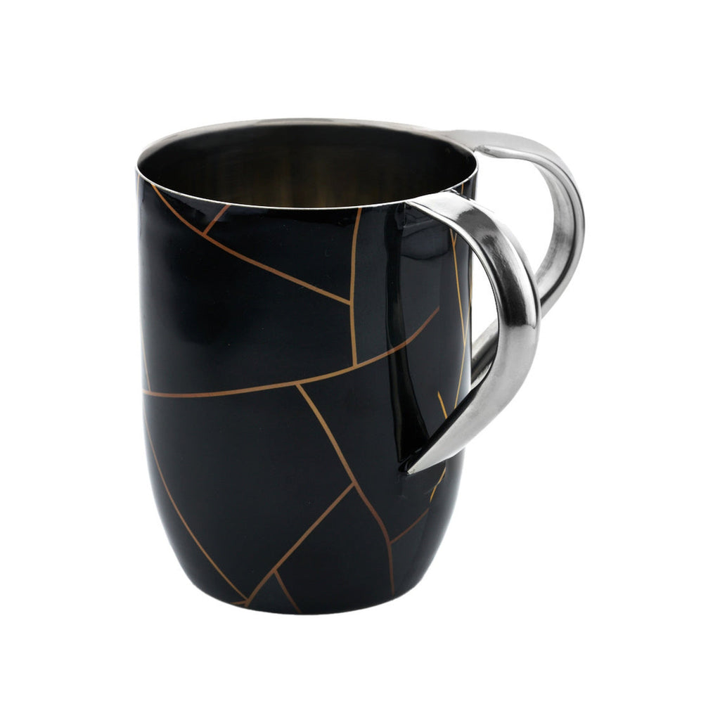 Abstract Lines Black & Gold Marble Wash Cup godinger