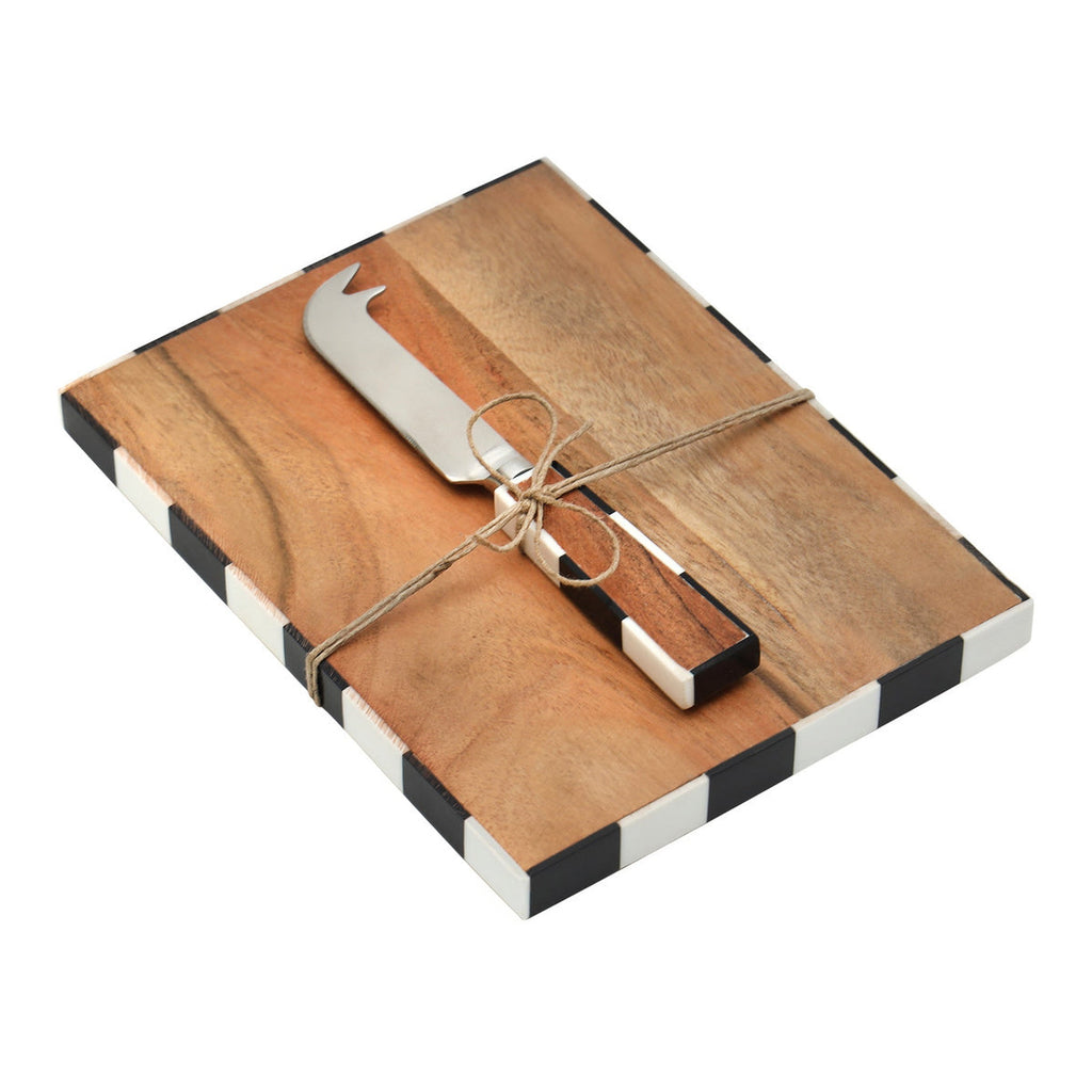 Chenonceau Checkerboard Cheese Board With Knife godinger