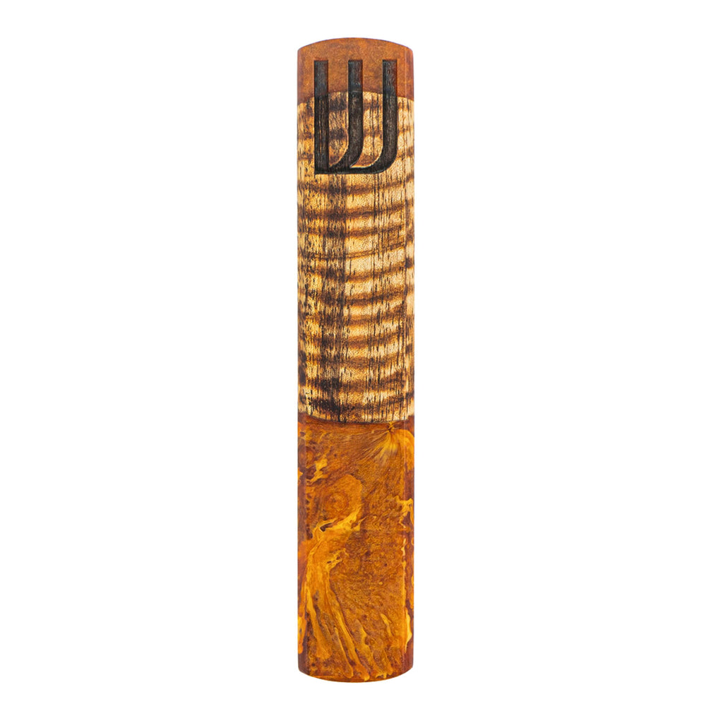 Wood & Resin Mezuzah Godinger Acacia Wood, All Judaica, Brown, Judaica, Mezuzah, Natural, Resin, Resin Mezuzah, Shin