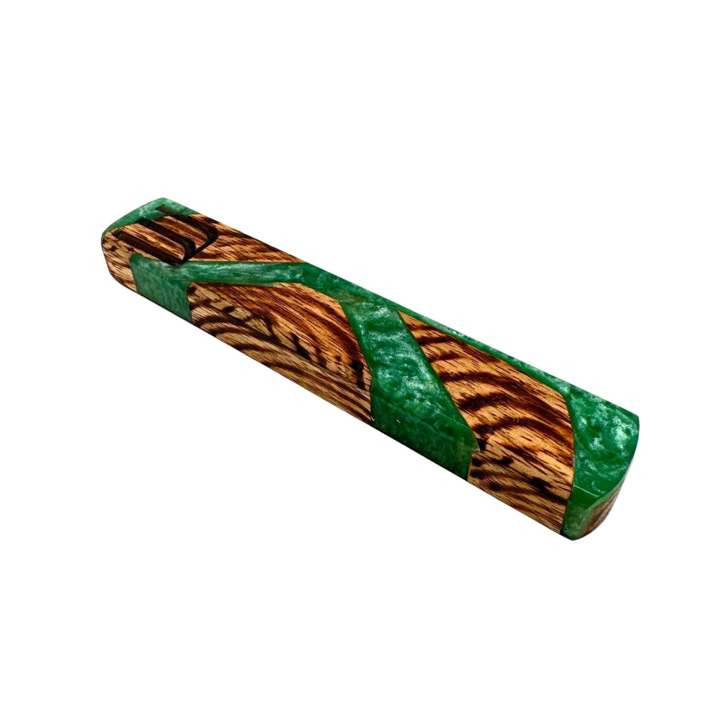 Wood & Green Resin Mezuzah Godinger Acacia Wood, All Judaica, Green, Judaica, Mezuzah, Natural, Resin, Resin Mezuzah, Shin