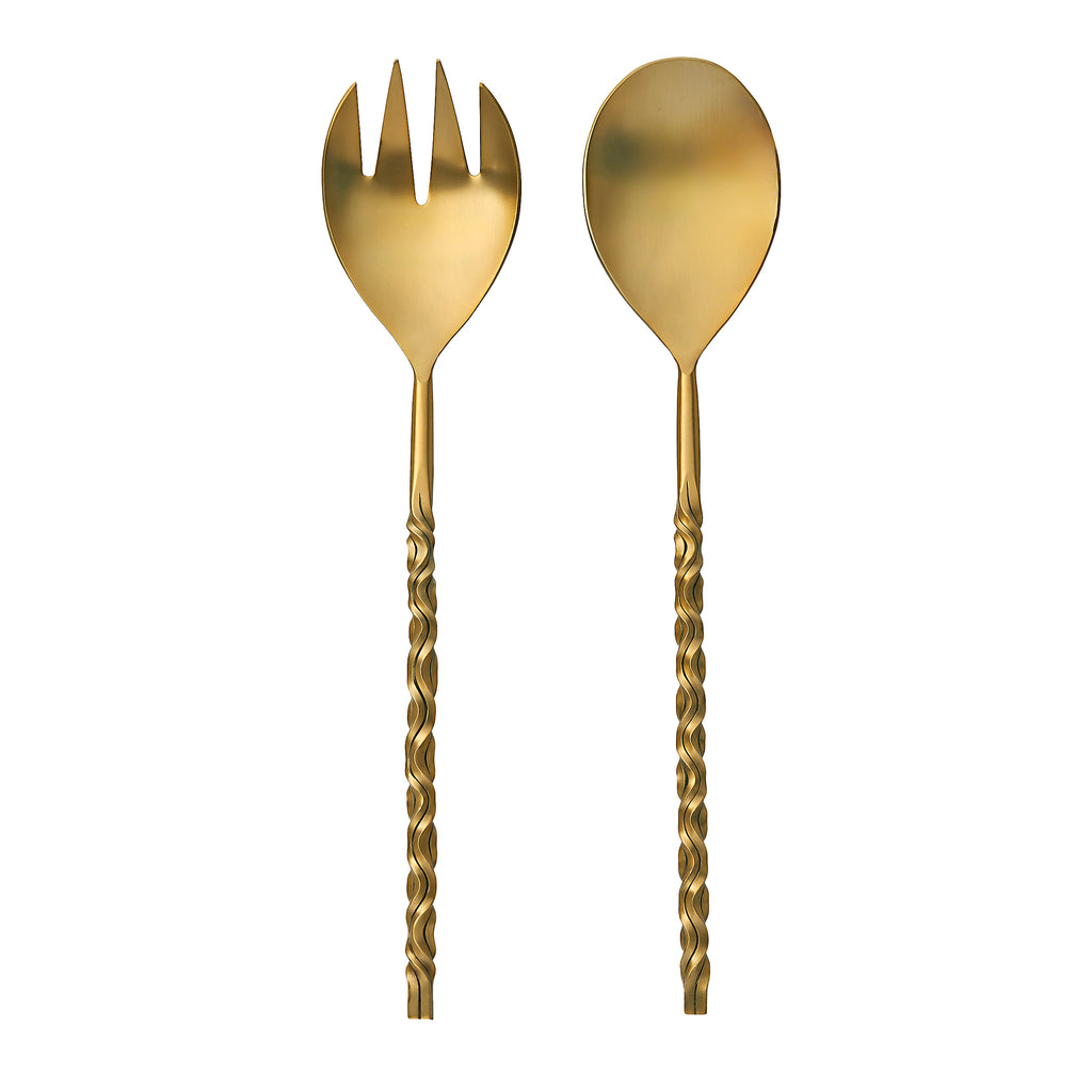 Surge Matte Gold Salad Server Set Godinger All Flatware & Serveware, All Serveware, Flatware & Serveware, Gold, Gold Salad Server, Matte, Matte Gold, Salad Servers, Serveware, Stainless Steel, Stainless Steel Salad Servers Godinger