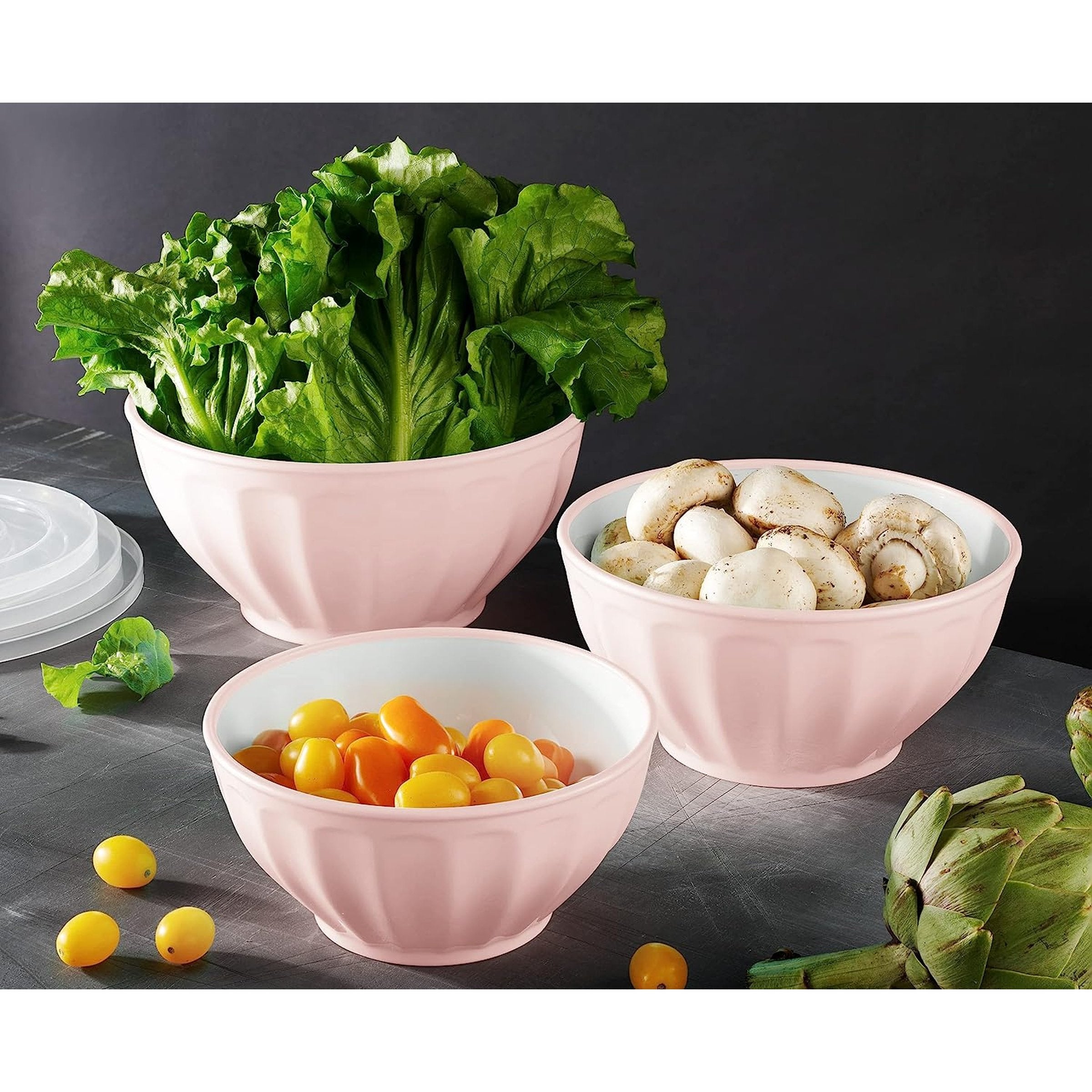 Pink Fluted 3 Storage Bowl Set – Godinger