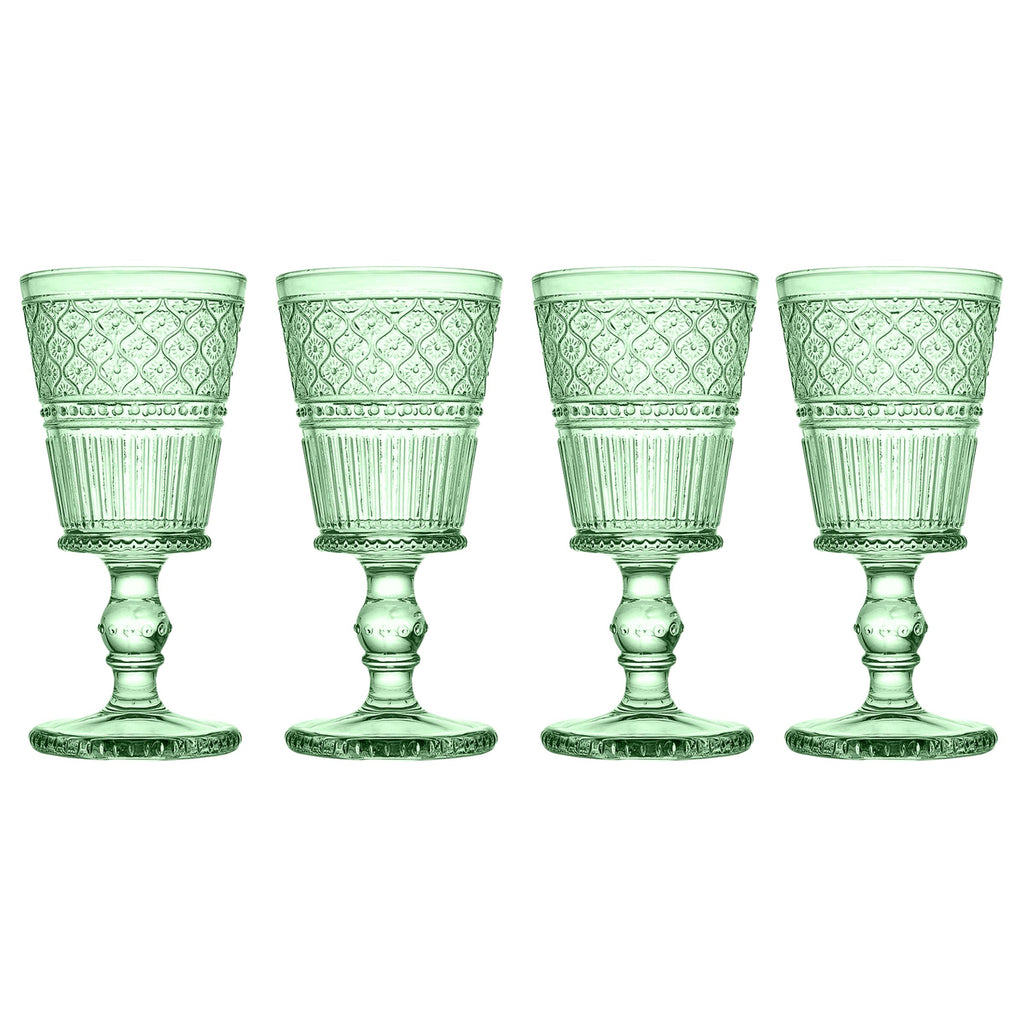 Claro Green Goblet, Set of 4 Godinger All Barware, All Glassware, All Glassware & Barware, Champagne, Claro, Claro Goblet, Claro Goblet Set, Embossed, Green, Green Claro, Wine, Wine & Champagne