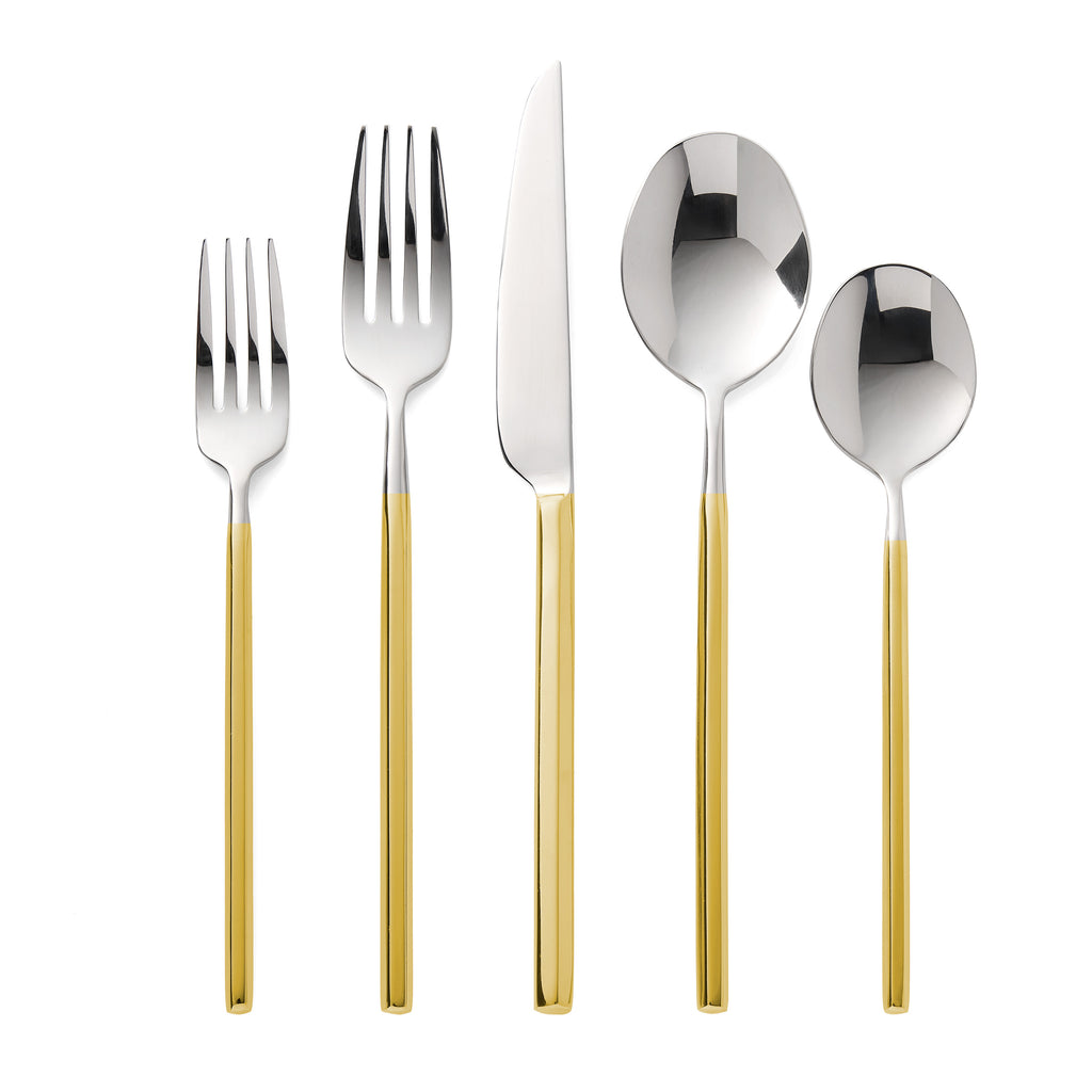 Esagono Mirrored Gold 18/10 Stainless Steel 20 Piece Flatware Set, Service For 4 Godinger 18/10 Stainless Steel, 18/10 Stainless Steel Flatware, 20 Piece Set, All Flatware, All Flatware & Serveware, Esagono, Flatware, Flatware & Serveware, Flatware Set, Flatware Sets, Gold, Mirrored, Mirrored Gold, Mirrored Stainless, Stainless, Stainless Steel Godinger