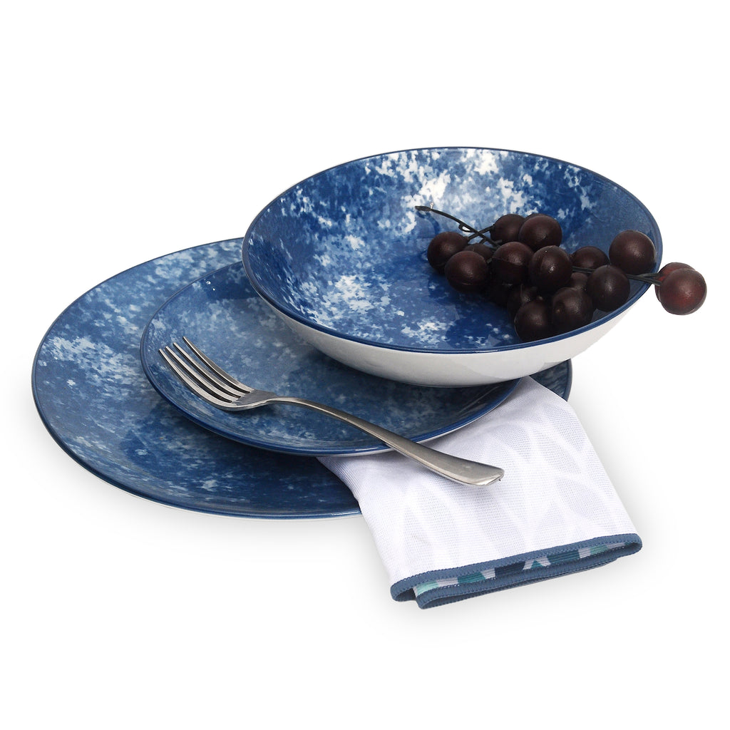 Wingate Blue Porcelain 12 Piece Dinnerware Set, Service For 4 godinger