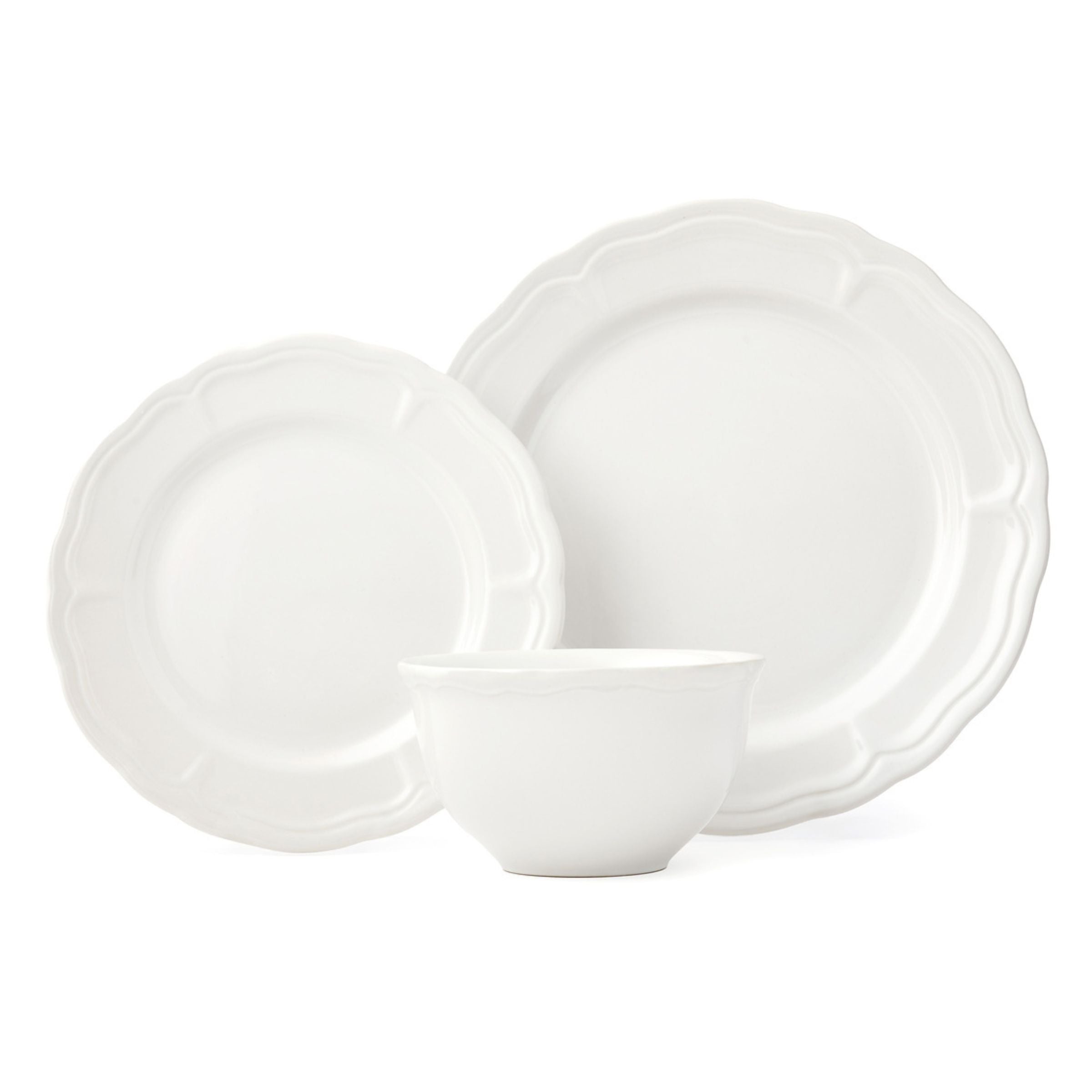 Madison White Stoneware 12 Piece Dinnerware Set, Service for 4
