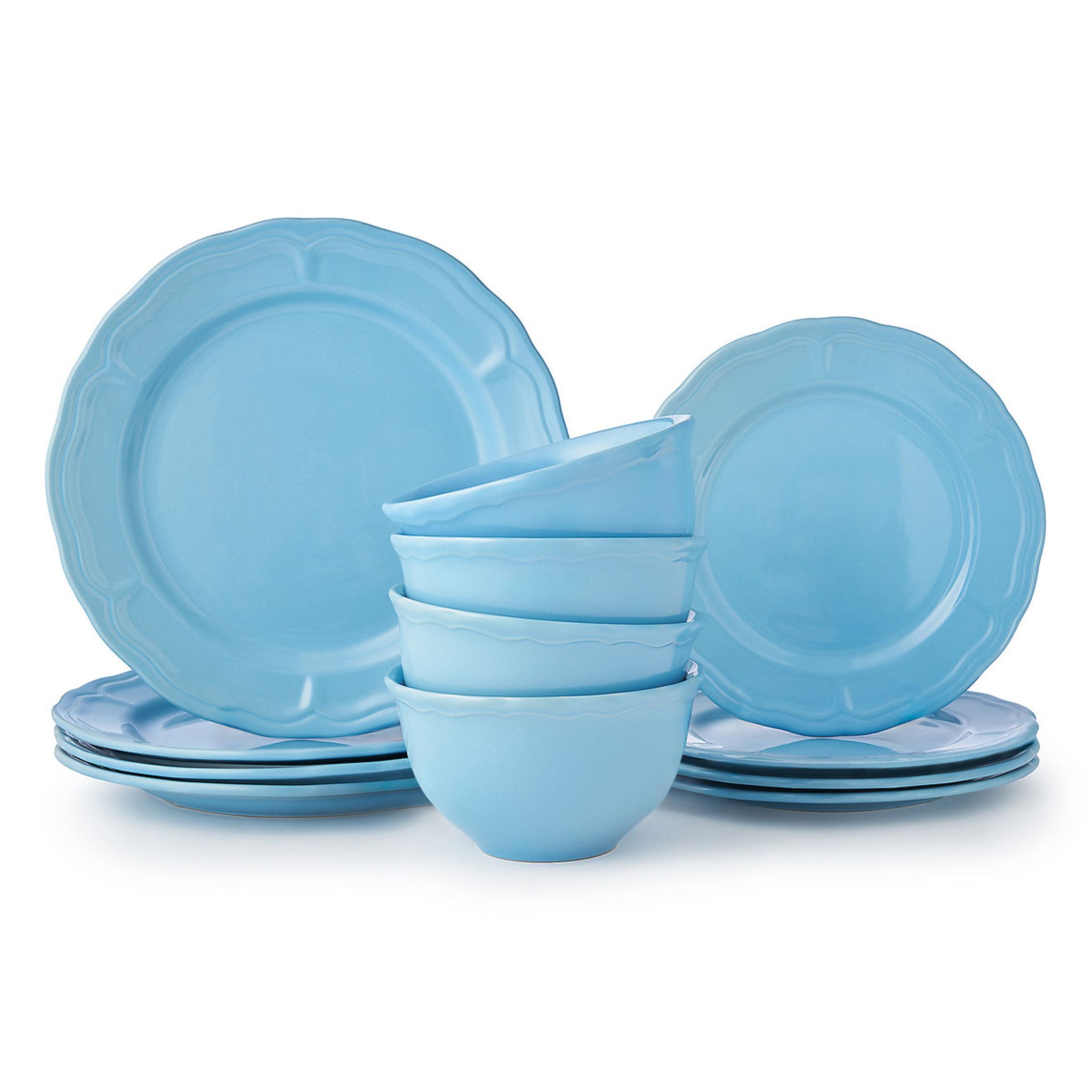 Madison Blue Stoneware 12 Piece Dinnerware Set, Service for 4