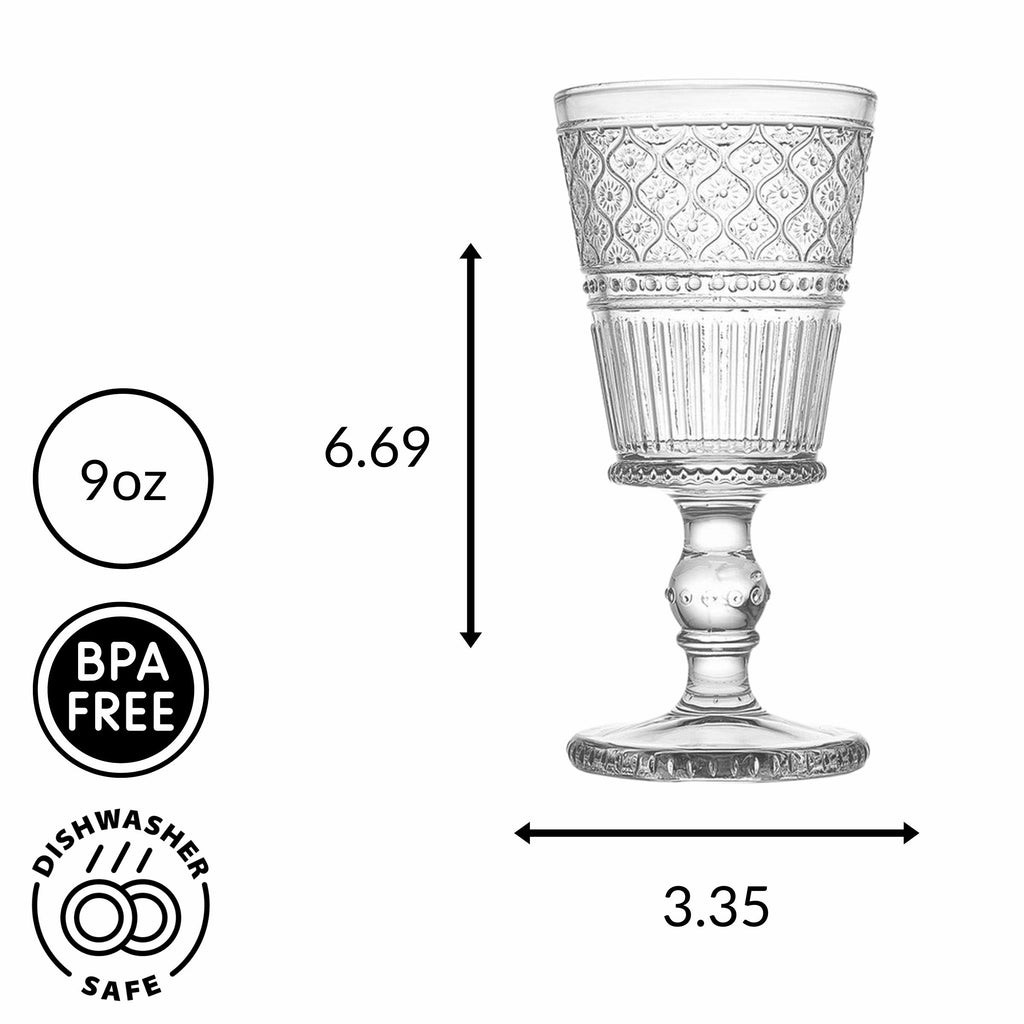 Claro Clear Goblet, Set of 4 Godinger All Barware, All Glassware, All Glassware & Barware, Champagne, Claro, Claro Goblet, Claro Goblet Set, Clear, Clear Claro, Embossed, Wine, Wine & Champagne