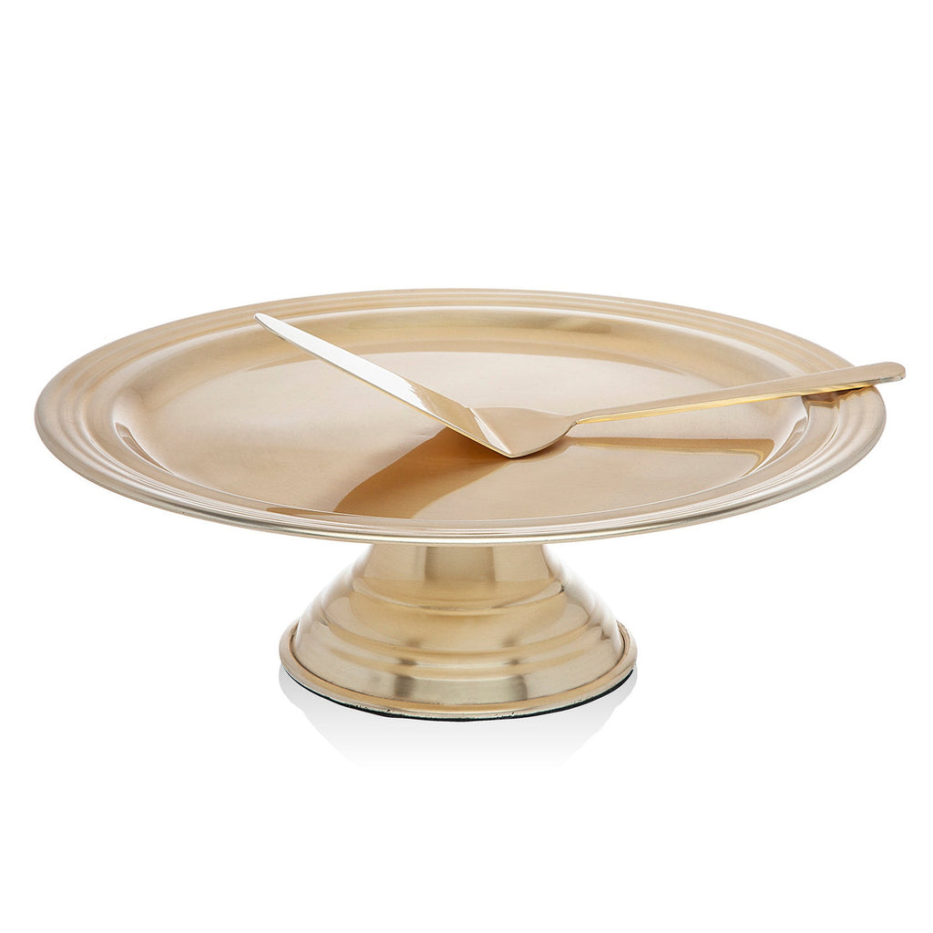 Revere Champagne Gold Footed Cake Stand with Server godinger
