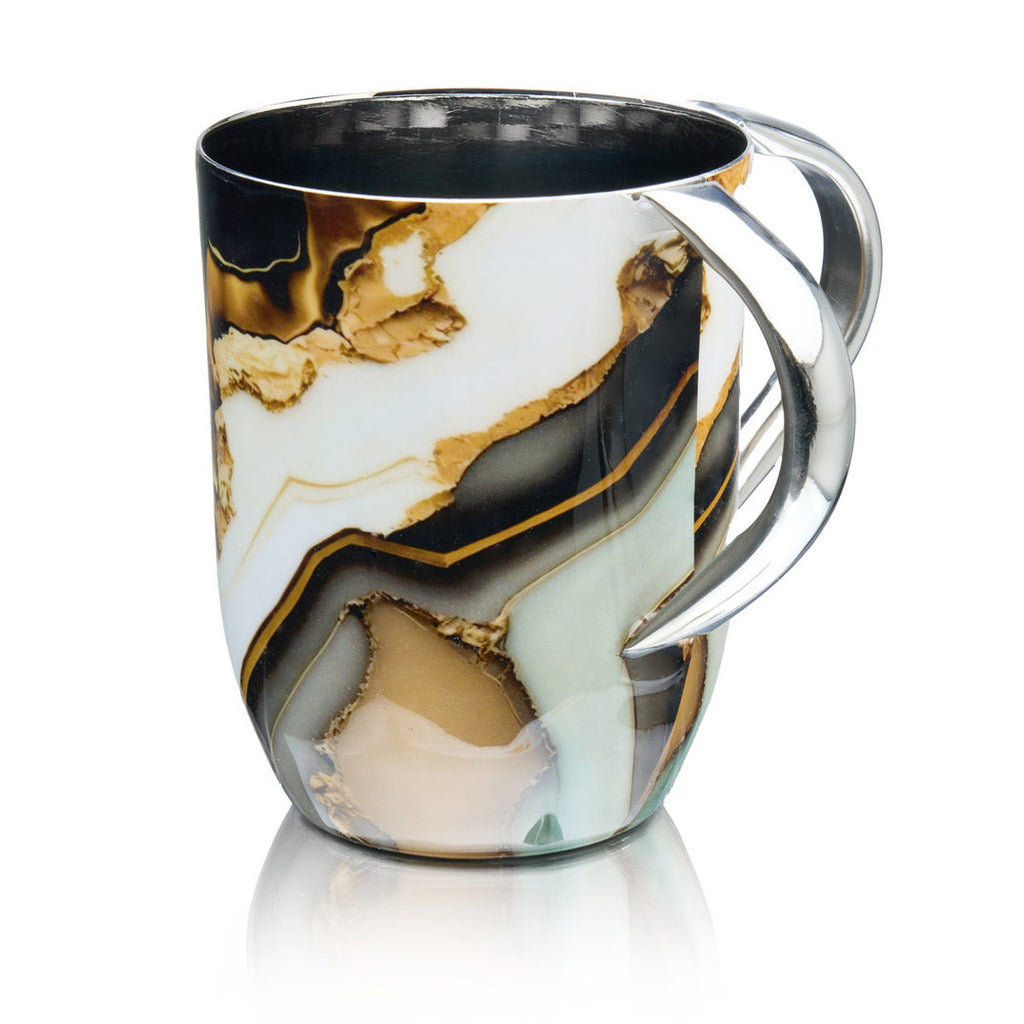 Abstract Black & Gold Marble Wash Cup godinger