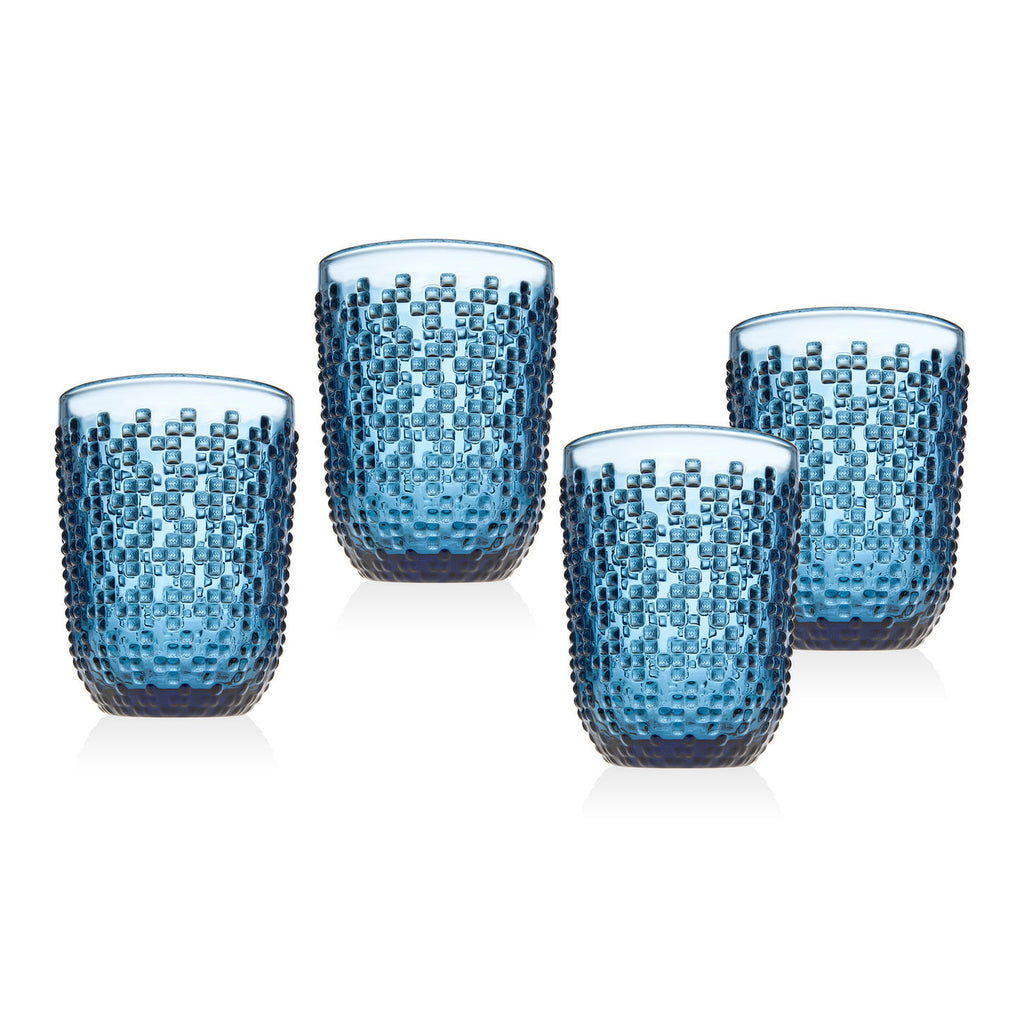 Alba Blue Double Old Fashion, Set of 4 Godinger Alba, Alba Double Old Fashion, All Barware, All Glassware, All Glassware & Barware, Blue, DOF & Highball, Double Old Fashion