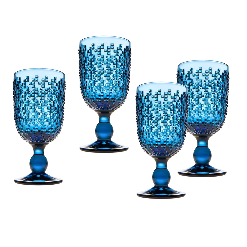 Alba Blue Goblet, Set of 4 Godinger Alba, Alba Goblet, All Barware, All Glassware, All Glassware & Barware, Blue, Blue Goblet, Glassware & Barware, Goblet