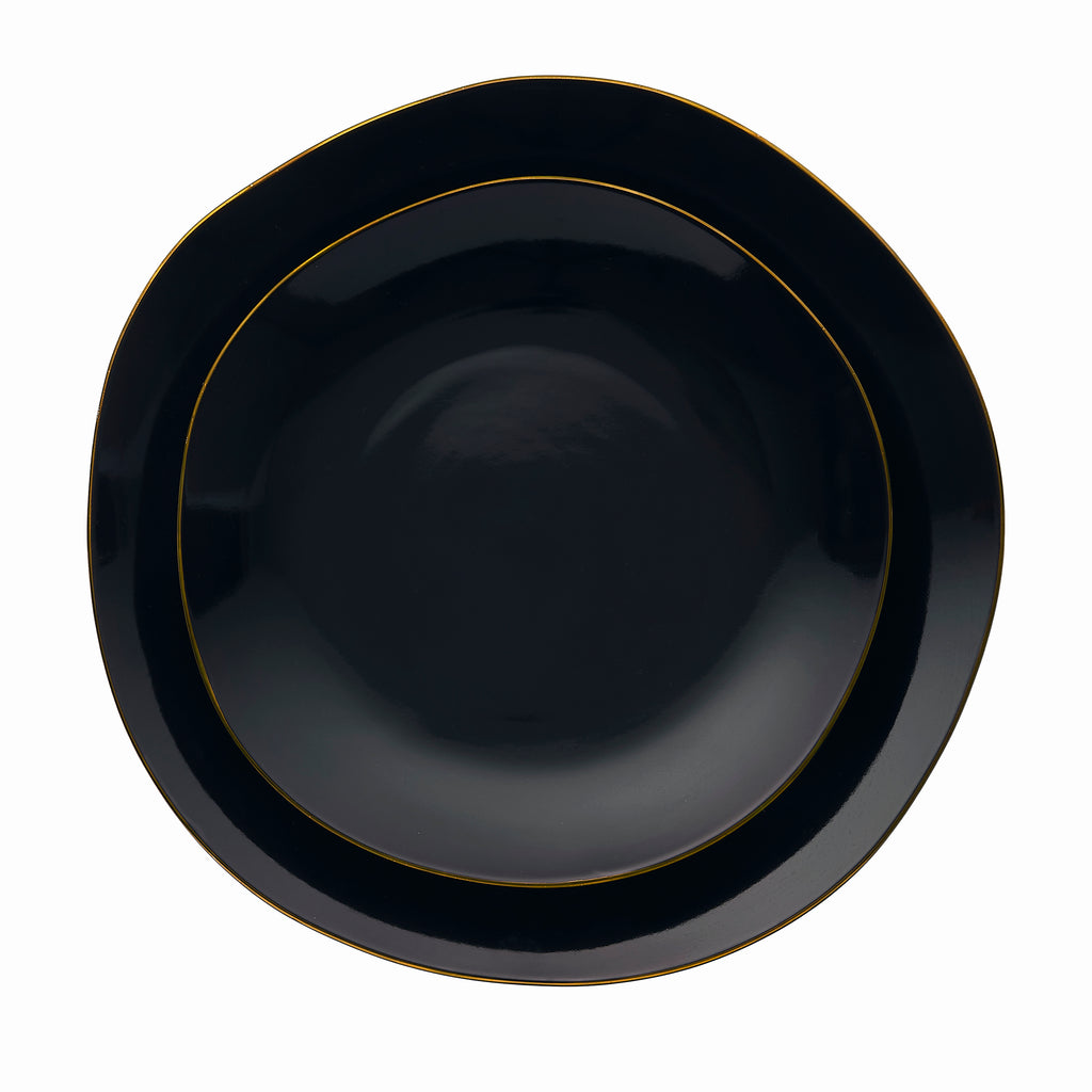 Andover Black 12 Piece Gold Rim Dinnerware Set, Service For 4 Godinger 12 Piece Dinnerware Set, 12 Piece Set, All Dining, Black, Black & Gold, Black Dinnerware, Black Porcelain, Dinner Set, Dinnerware, Dinnerware Set, Fine Dinnerware, Porcelain, Porcelain Dinnerware, Porcelain Dinnerware Set, Service For 4