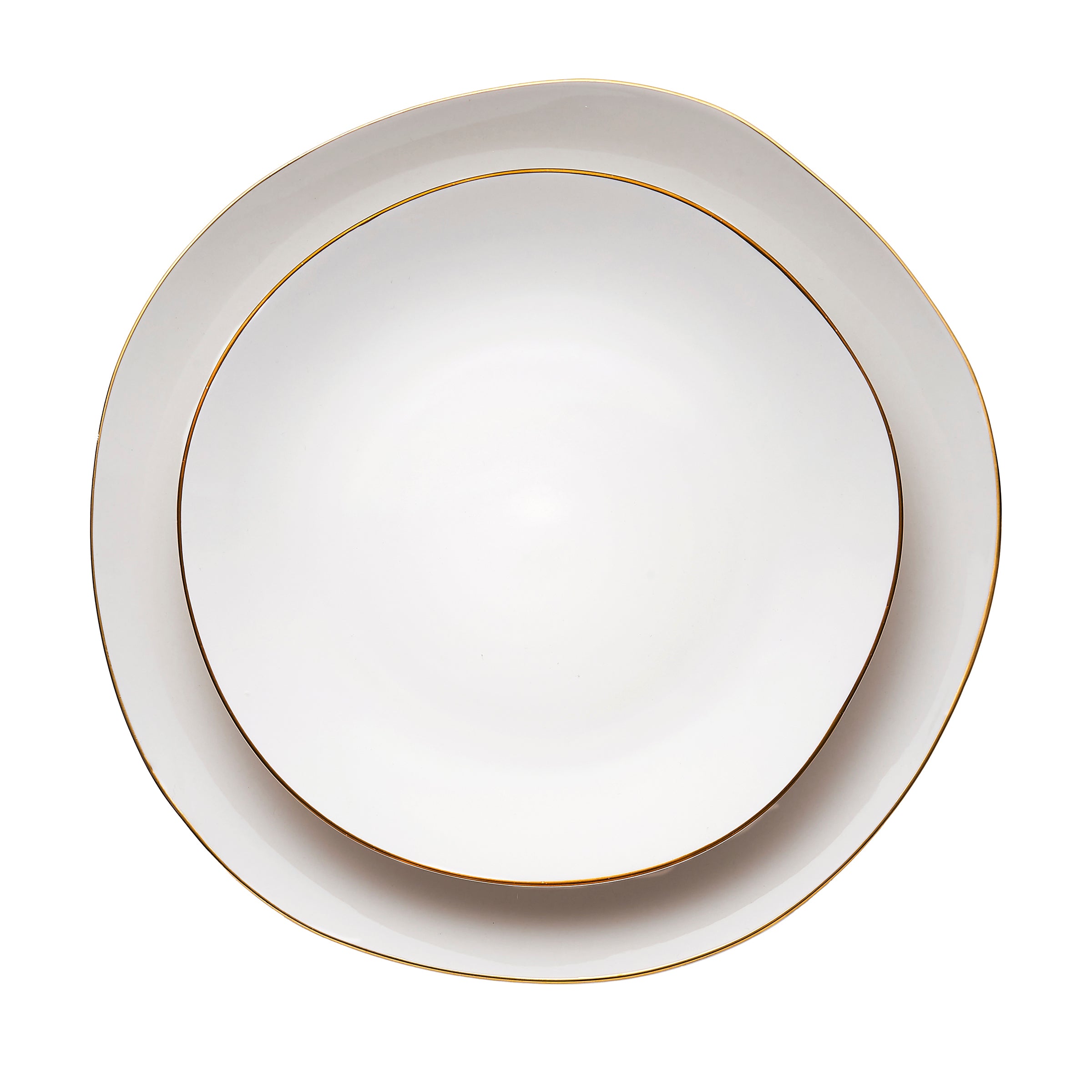 Andover White 12 Piece Gold Rim Dinnerware Set, Service For