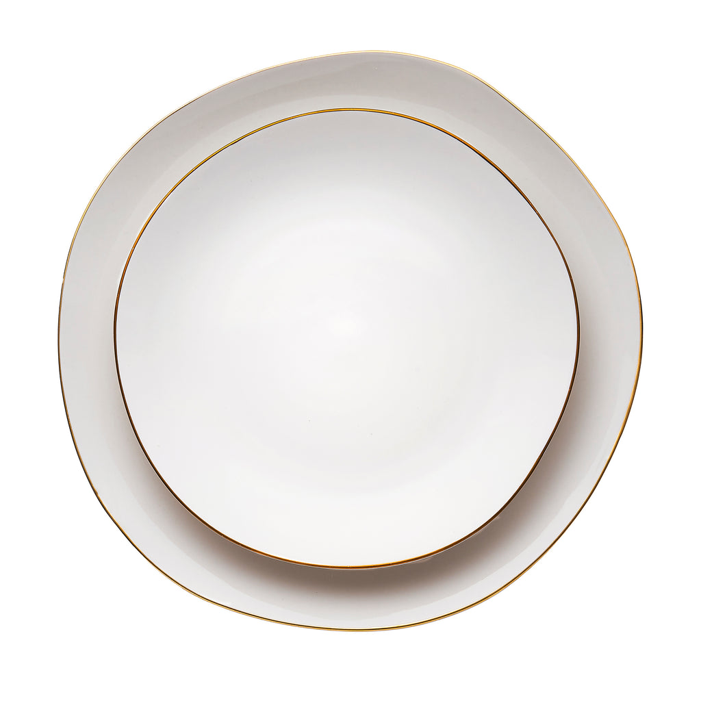 Andover White 12 Piece Gold Rim Dinnerware Set, Service For 4 Godinger 12 Piece Dinnerware Set, 12 Piece Set, All Dining, Dinner Set, Dinnerware, Dinnerware Set, Fine Dinnerware, Porcelain, Porcelain Dinnerware, Porcelain Dinnerware Set, Service For 4, White, White & Gold, White Dinnerware, White Porcelain