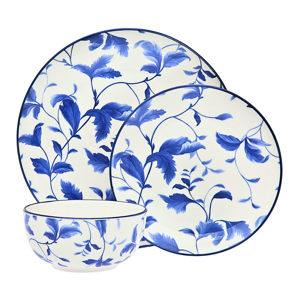 Arleigh Porcelain 12 Piece Dinnerware Set, Service For 4 Godinger 12 Piece Dinnerware Set, 12 Piece Set, Blue, Blue Dinnerware, Dinnerware, Dinnerware Set, Fine Dinnerware, Porcelain Dinnerware, Porcelain Dinnerware Set, Service For 4, White Dinnerware