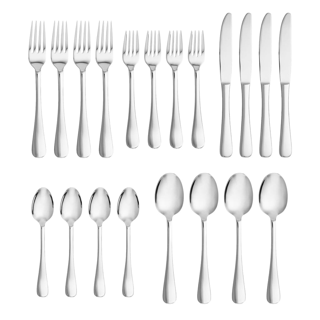 Arlo Mirrored 18/10 Stainless Steel 20 Piece Flatware Set, Service For 4 Godinger 18/10 Stainless Steel, 18/10 Stainless Steel Flatware, 20 Piece Set, All Flatware & Serveware, Arlo, Flateware Sets, Flatware Sets, Service For 4, Stainless, Stainless Steel, Tableware