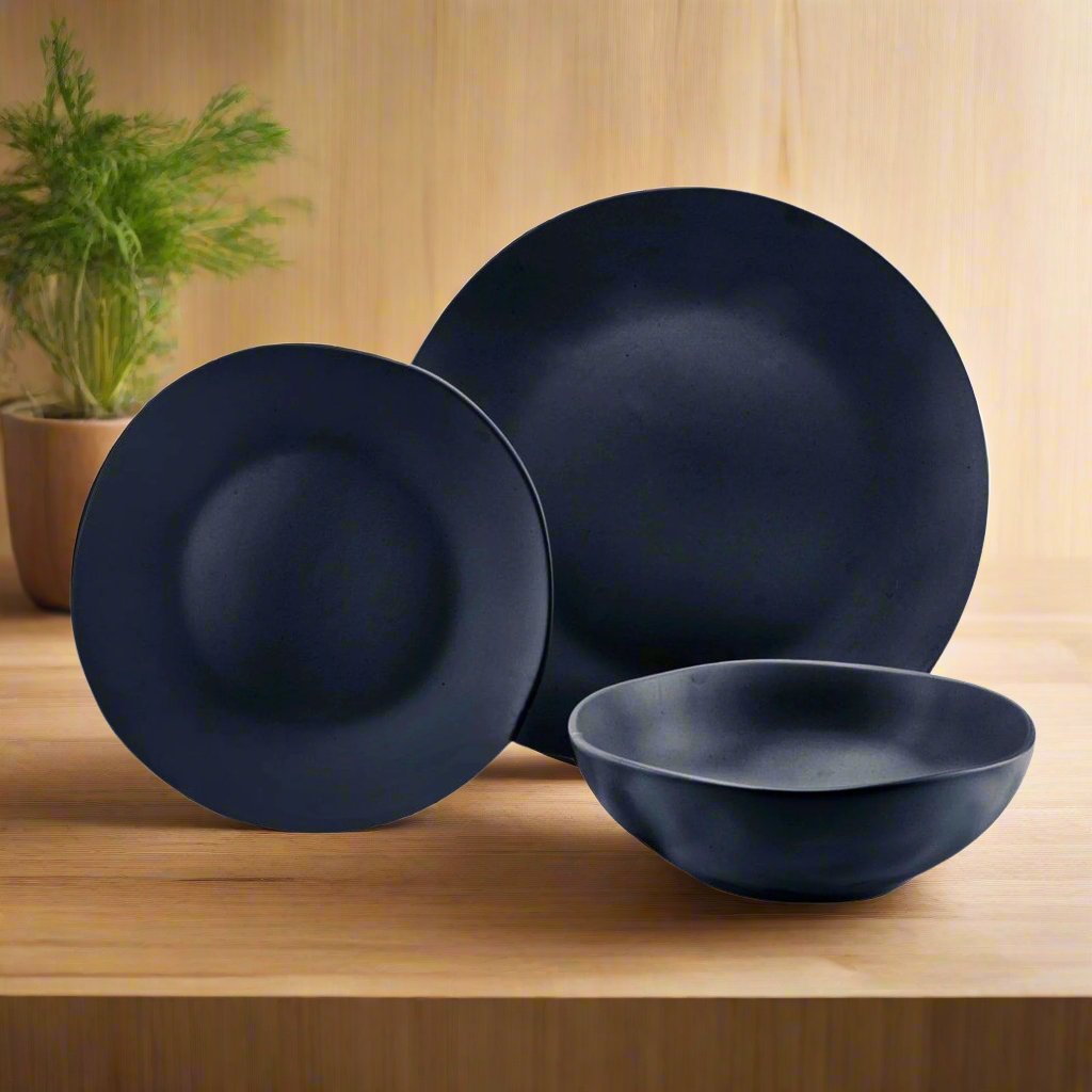 Aspero Black Stoneware 12 Piece Dinnerware Set, Service For 4 Godinger 12 Piece Dinnerware Set, 12 Piece Set, All Dining, Black, Black Dinnerware, Dinnerware, Dinnerware Set, Everyday Dinnerware, Porcelain Dinnerware, Porcelain Dinnerware Set, Service For 4