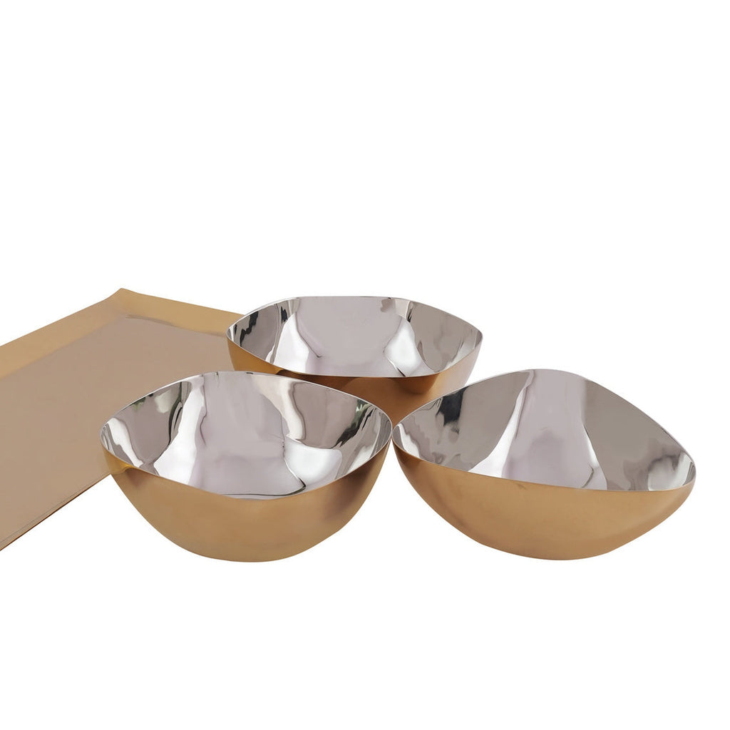 Auburn Gold Serving Tray & Appetizer Bowls Godinger All Kitchen, Appetizer, Auburn, Gold, Kitchen, Serving, Serving Trays, Stainless, Stainless Steel