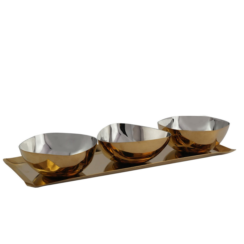 Auburn Gold Serving Tray & Appetizer Bowls Godinger All Kitchen, Appetizer, Auburn, Gold, Kitchen, Serving, Serving Trays, Stainless, Stainless Steel