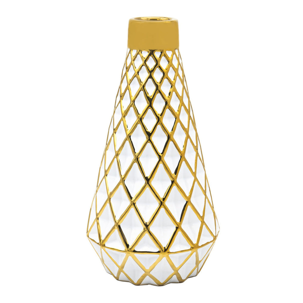 Aurora Gold Large Daimond Vase Godinger All Decor, Decor, Vase, Vases, White, White & Gold