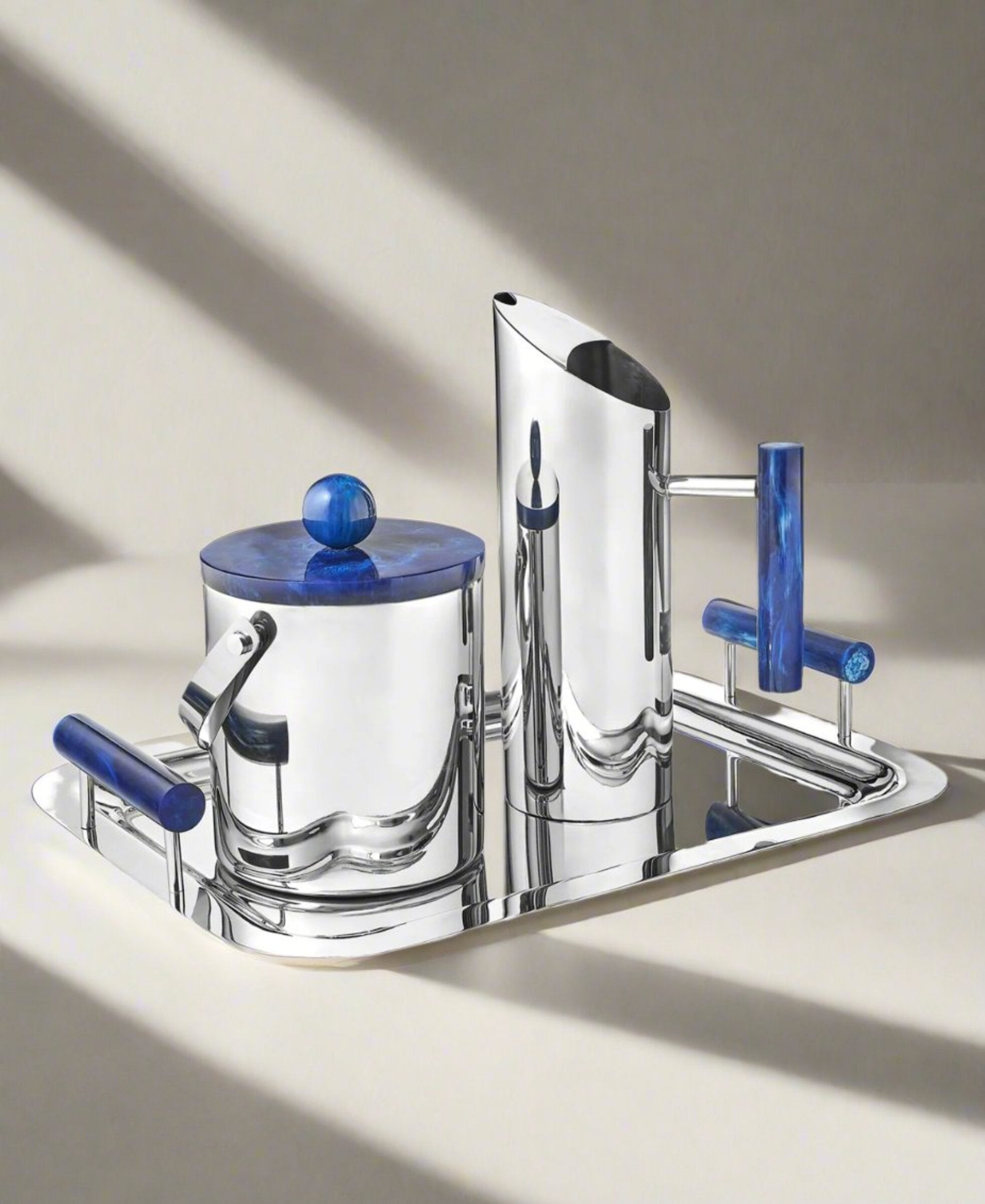 Goding Go Azure Blue Resin & Stainless Steel Ice Bucket – Godinger