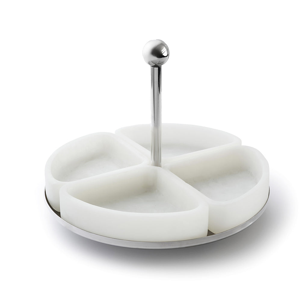 Azure Matte White Sectional Serveware Stand Godinger All Kitchen, Azure Matte White Resin, Kitchen, Matte Resin, Resin, Serving, Specialty Serving, Stainless, Stainless Steel, White, White Resin, White Resin & Stainless Steel Godinger