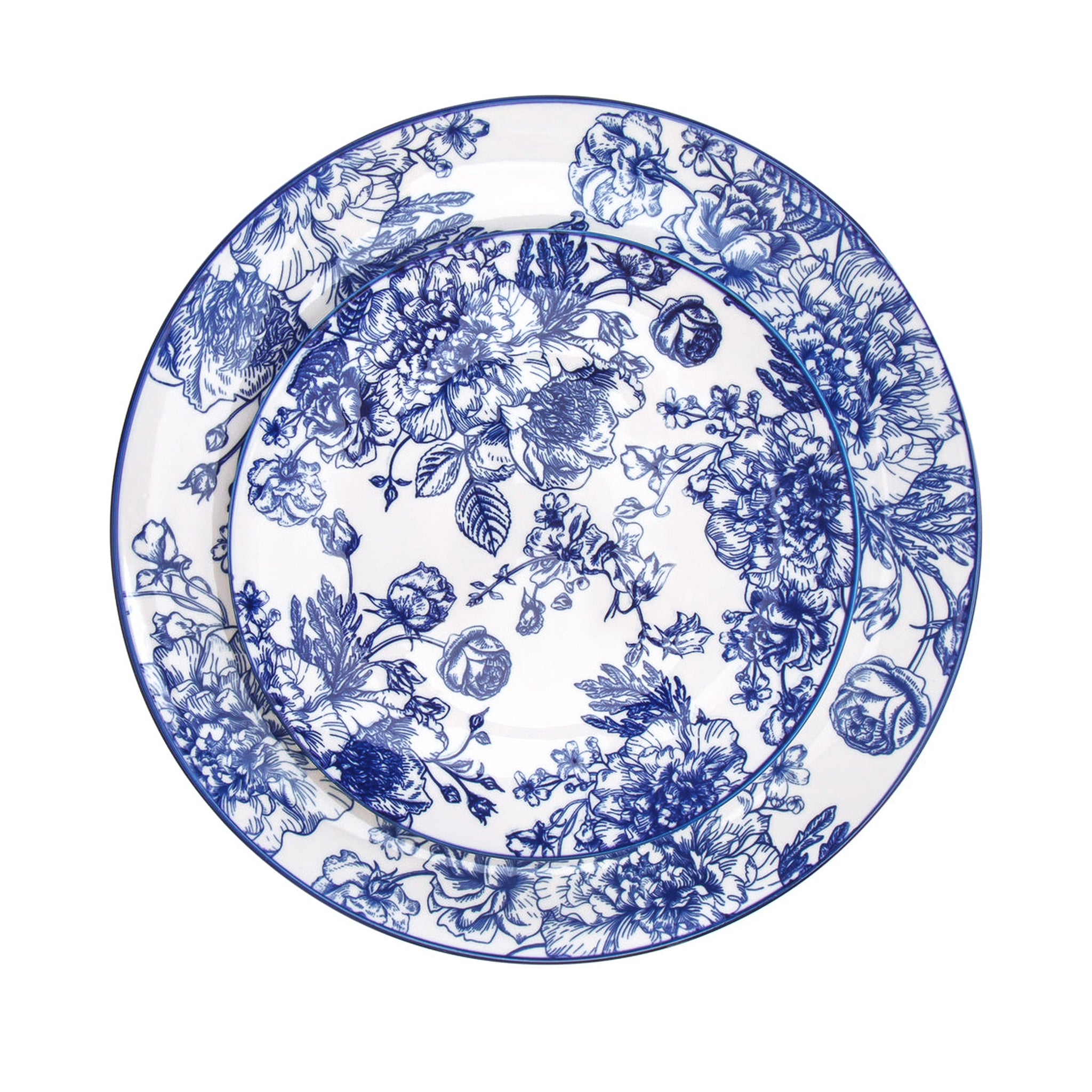 Banbury Blue Porcelain 12 Piece Dinnerware Set, Service For 4