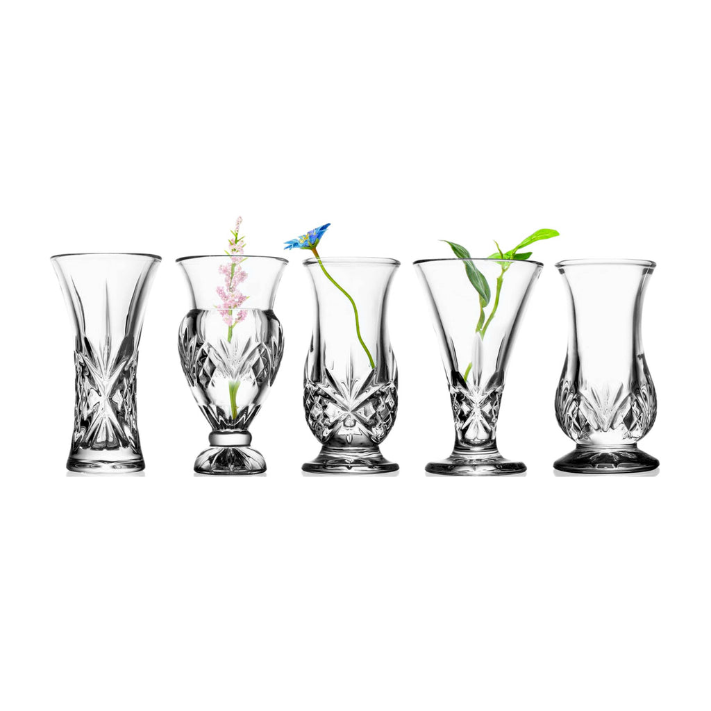 Dublin Crystal 5 Piece Bud Vase Set Godinger All Decor, Bud Vase, Clear, Cut Crystal, Decor, Dublin, Dublin Crystal, Dublin Decor, Vase, Vases