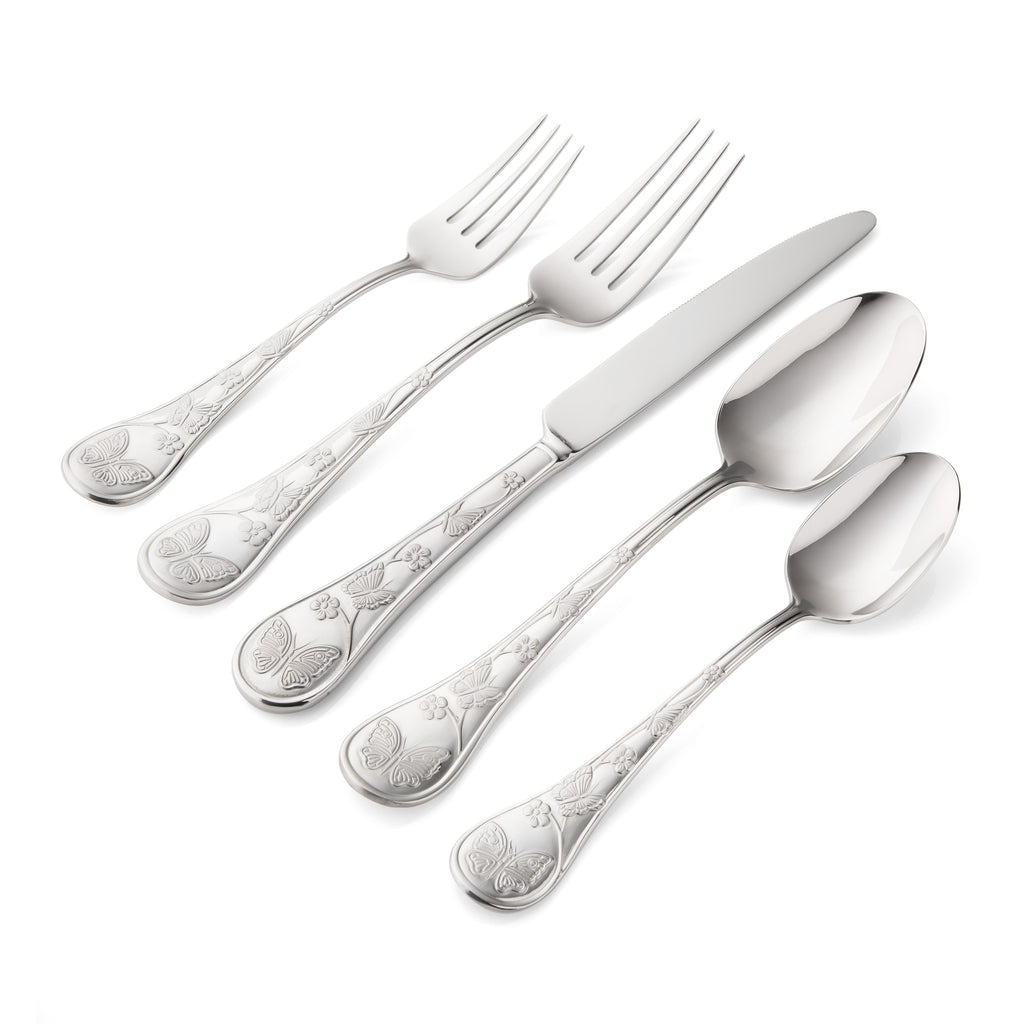 Butterfly Sandblasted 18/10 Stainless Steel 20 Piece Flatware Set, Service For 4 Godinger 18/10 Stainless Steel, 18/10 Stainless Steel Flatware, 20 Piece Set, All Flatware & Serveware, Butterfly, Butterfly Sandblasted, Flateware Sets, Flatware Sets, Sandblasted, Stainless Steel, Tableware