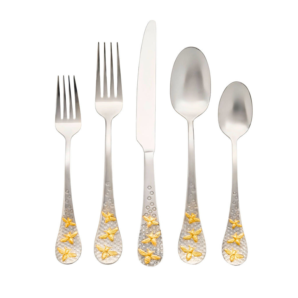 Buzz 24kt Gold Plated 18/10 Stainless Steel 20 Piece Flatware Set, Service For 4 Godinger 18/10 Stainless Steel, 18/10 Stainless Steel Flatware, 20 Piece Set, All Flatware & Serveware, Bee, Buzz, Flatware Set, Flatware Sets, Service For 4