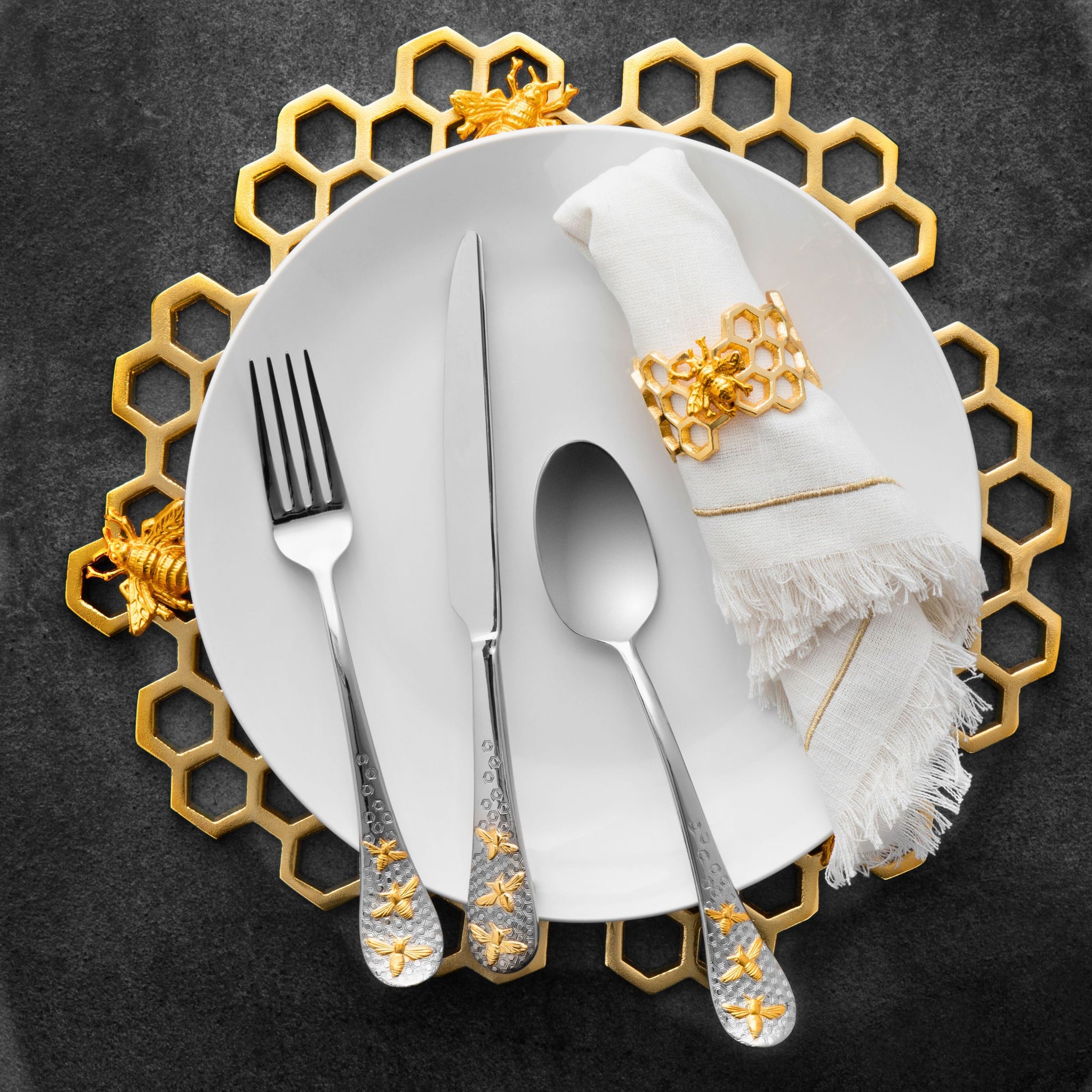 Buzz 24kt Gold Plated 18/10 Stainless Steel 20 Piece Flatware Set