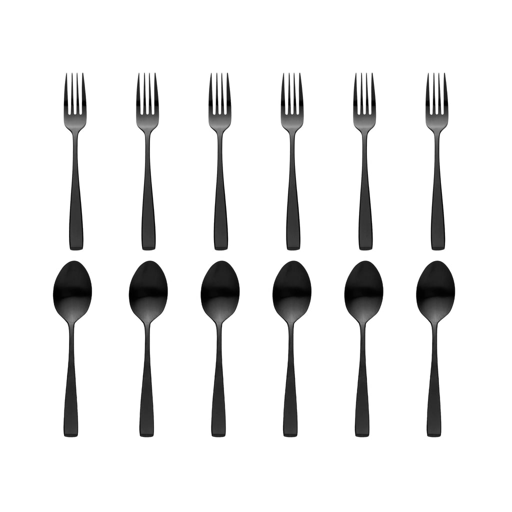 Chisel Matte Black 18/10 Stainless Steel 12 Piece Flatware Set, Service For 6 Godinger 18/0 Stainless Steel, 18/0 Stainless Steel Flatware, Chisel, Flatware, Flatware Set, Flatware Sets, Matte, Matte Black