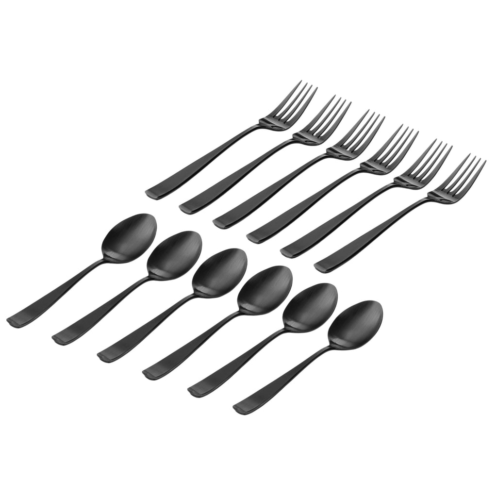 Chisel Matte Black 18/10 Stainless Steel 12 Piece Flatware Set, Service For 6 Godinger 18/0 Stainless Steel, 18/0 Stainless Steel Flatware, Chisel, Flatware, Flatware Set, Flatware Sets, Matte, Matte Black