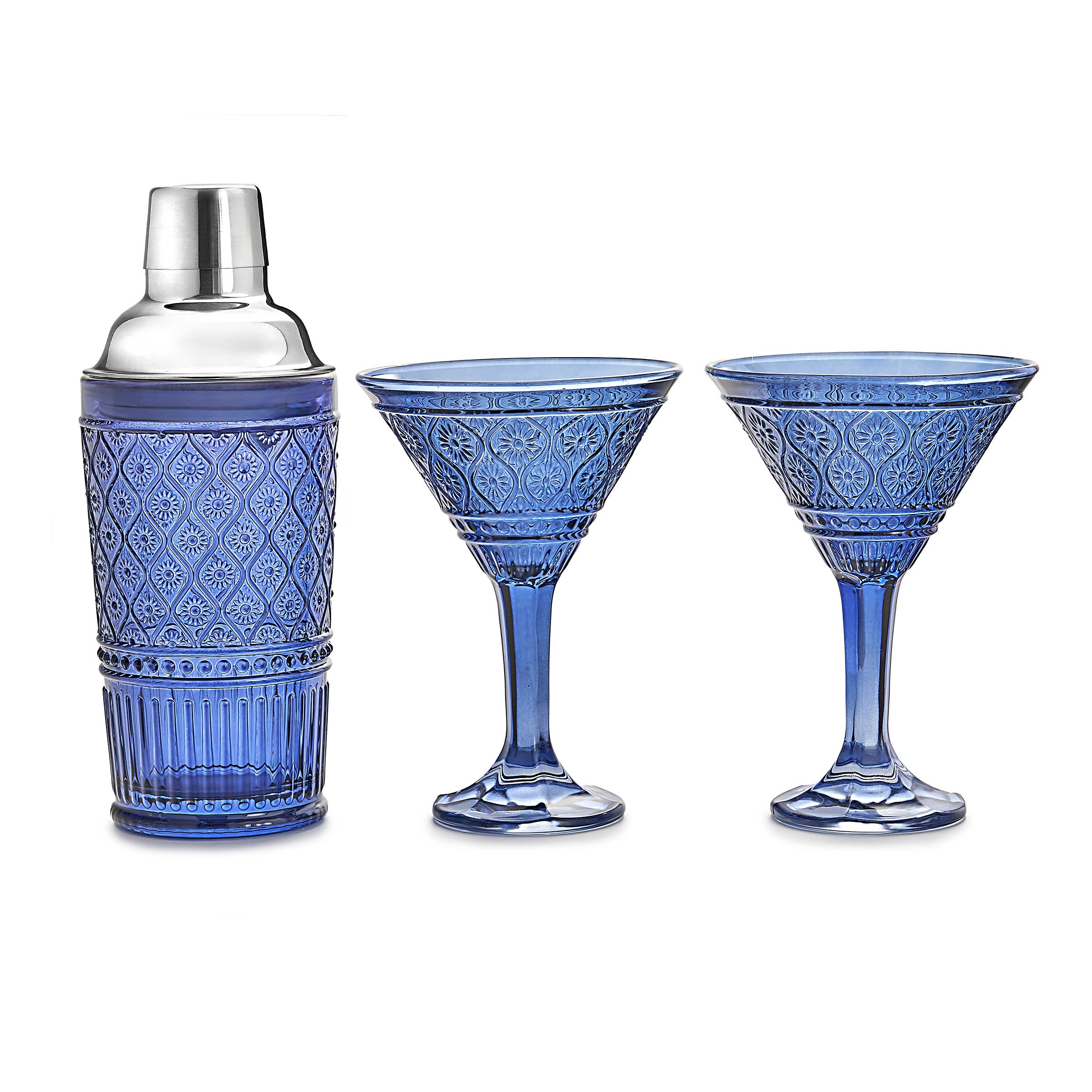 Claro Blue Cocktail Shaker & Martini Set
