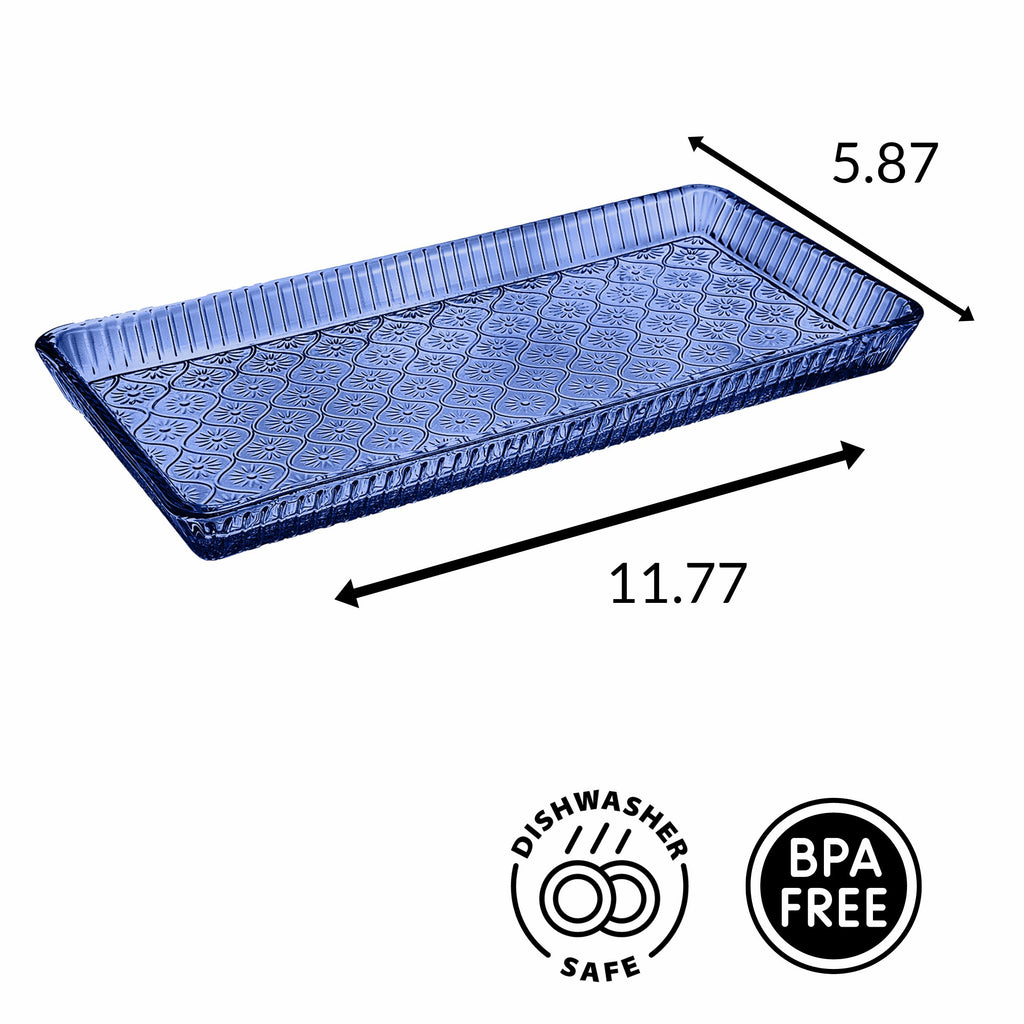 Claro Blue Serving Tray Godinger All Kitchen, Blue, Blue Claro, Claro, Claro Tray, Embossed, Kitchen, Serving Trays, Tray, Trays