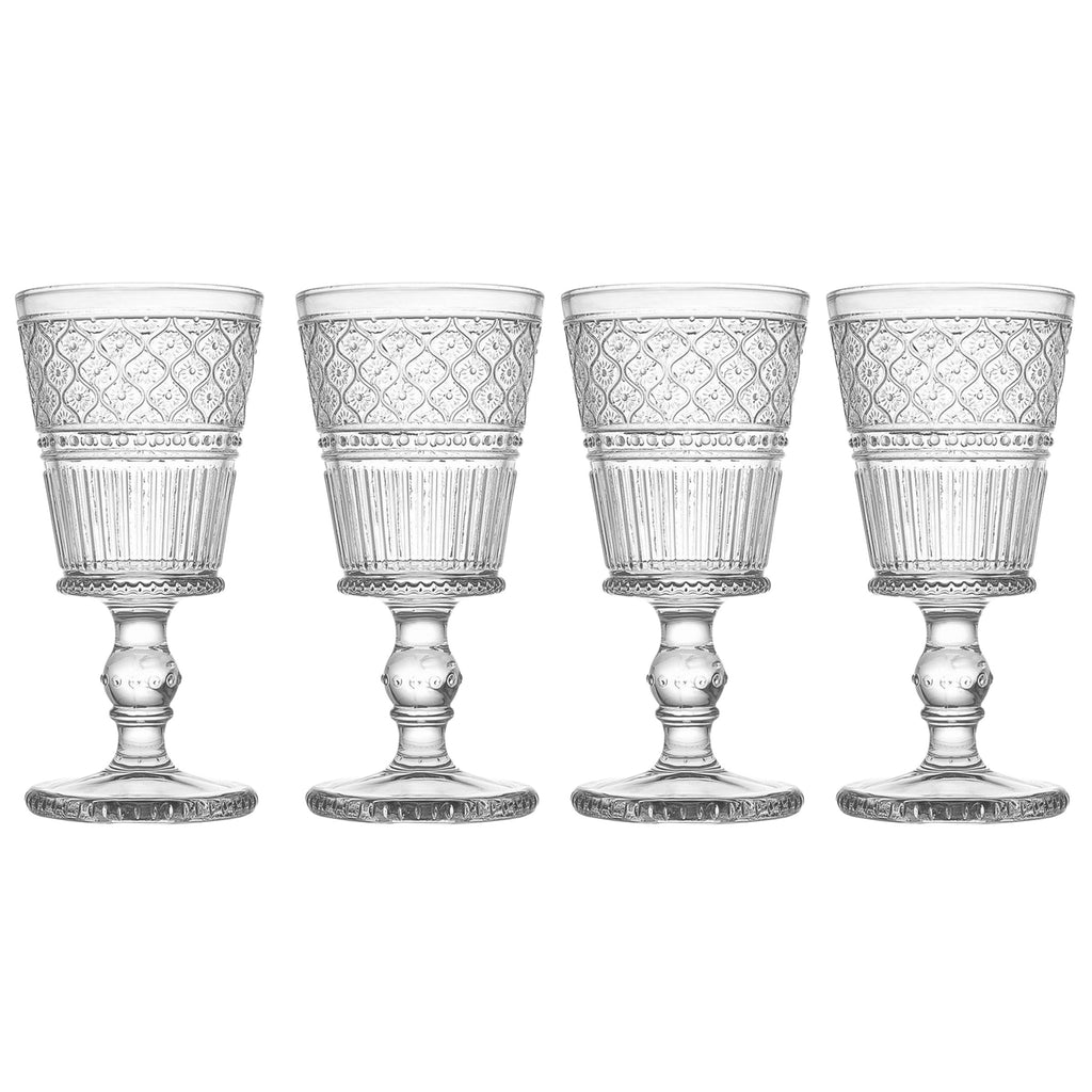 Claro Clear Goblet, Set of 4 Godinger All Barware, All Glassware, All Glassware & Barware, Champagne, Claro, Claro Goblet, Claro Goblet Set, Clear, Clear Claro, Embossed, Wine, Wine & Champagne