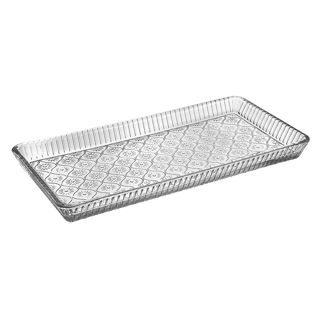 Claro Clear Serving Tray Godinger All Kitchen, Claro, Claro Tray, Clear, Clear Claro, Embossed, Kitchen, Pink Claro, Serving Trays, Tray, Trays