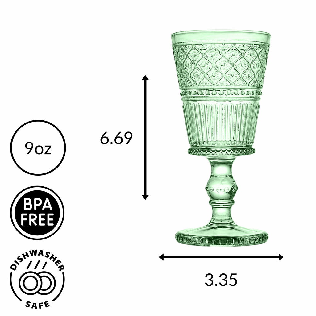 Claro Green Goblet, Set of 4 Godinger All Barware, All Glassware, All Glassware & Barware, Champagne, Claro, Claro Goblet, Claro Goblet Set, Embossed, Green, Green Claro, Wine, Wine & Champagne