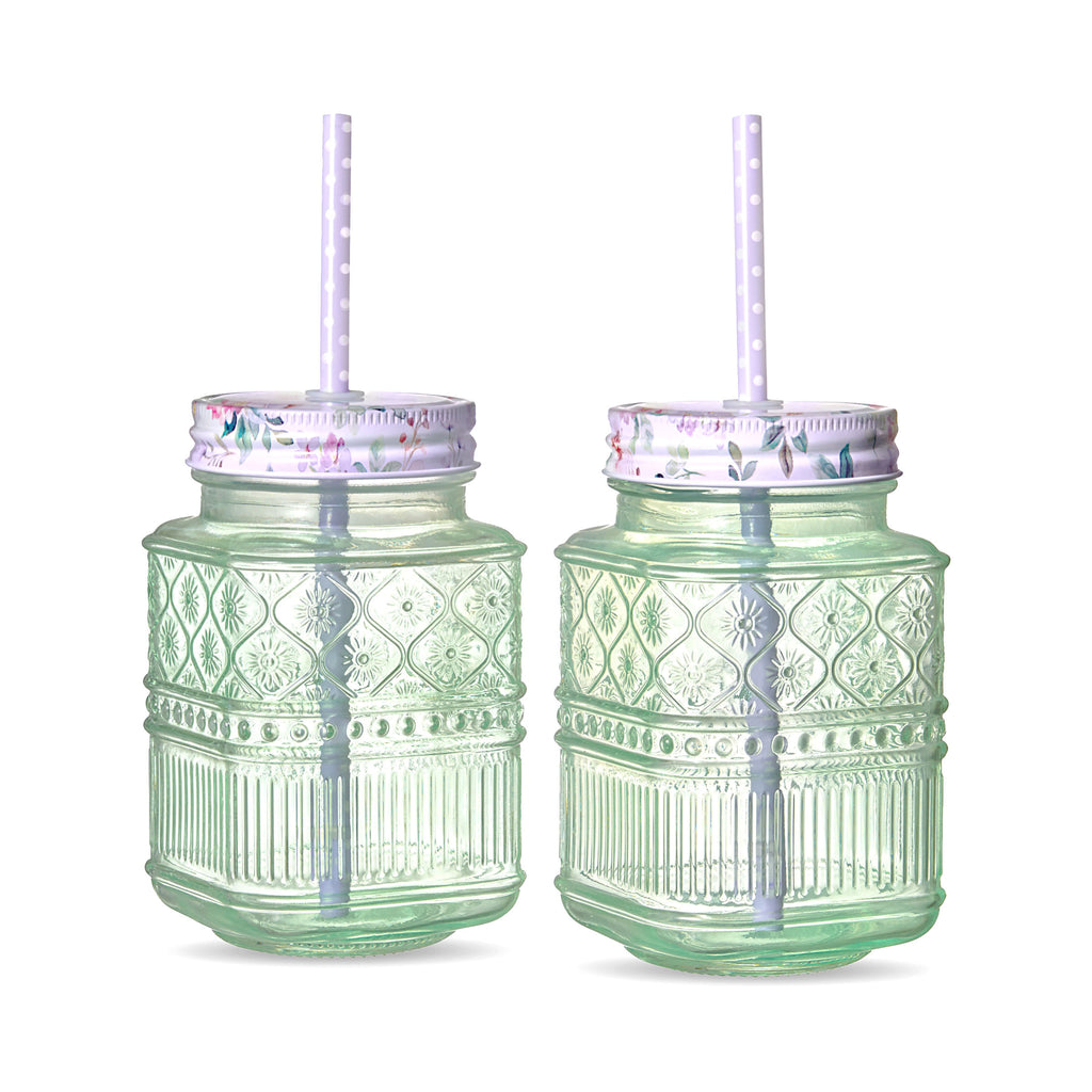 Claro Green Mason Jar, Set of 2 Godinger All Barware, All Glassware, All Glassware & Barware, Claro, Glassware & Barware, Green, Green Claro, Mason, Mason Jars Godinger