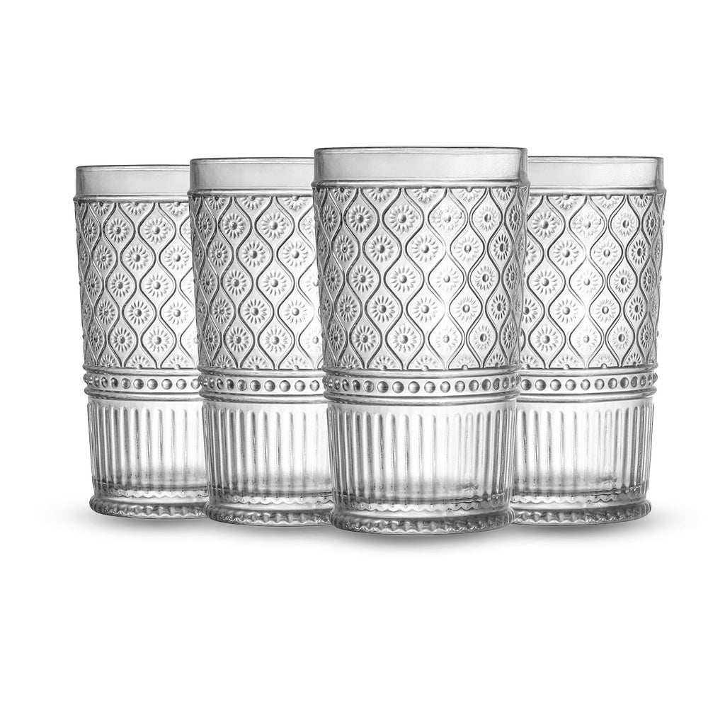 Claro Highball, Set of 4 Godinger All Barware, All Glassware, All Glassware & Barware, Claro, Claro Highball, Claro Hightball Set, Clear, Clear Claro, DOF & Highball, Embossed, Highball, Highball Set Godinger