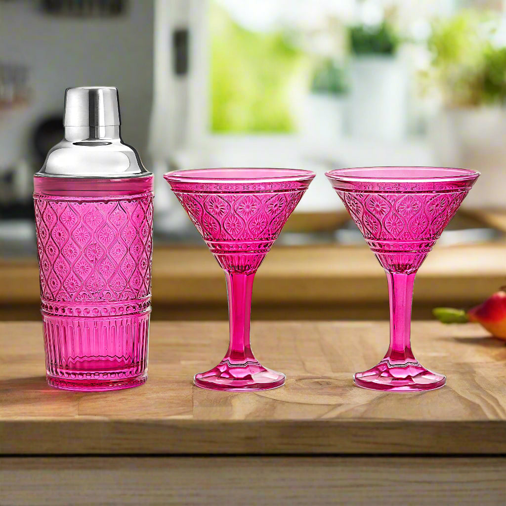 Claro Hot Pink Cocktail Shaker & Martini Set
