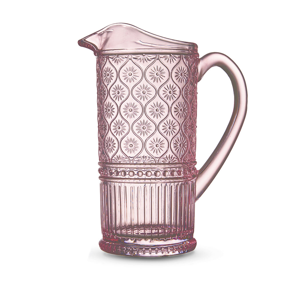 Claro Pink Beverage Pitcher Godinger All Barware, All Glassware, All Glassware & Barware, Claro, Claro Pitcher, Clear, Clear Claro, Embossed, Glass, Glass Pitcher, Pink, Pink Claro, Pitcher, Pitchers Godinger